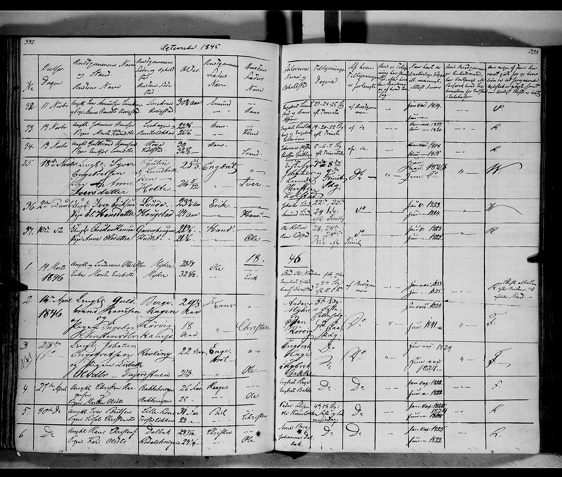 Ringebu prestekontor, SAH/PREST-082/H/Ha/Haa/L0005: Parish register (official) no. 5, 1839-1848, p. 332-333