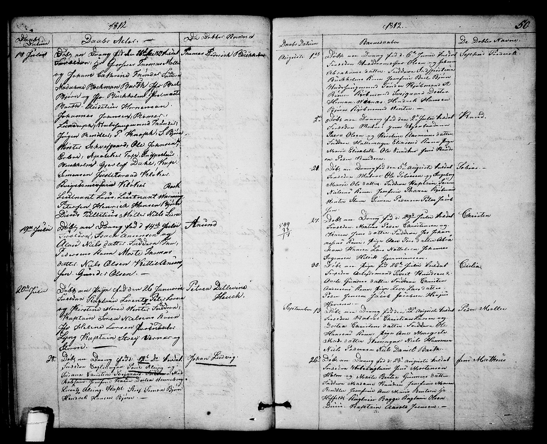 Kragerø kirkebøker, AV/SAKO-A-278/F/Fa/L0003: Parish register (official) no. 3, 1802-1813, p. 50