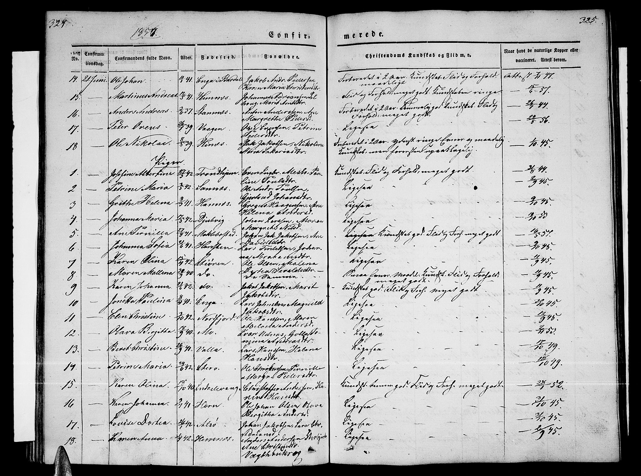 Ministerialprotokoller, klokkerbøker og fødselsregistre - Nordland, AV/SAT-A-1459/838/L0555: Parish register (copy) no. 838C02, 1842-1861, p. 324-325