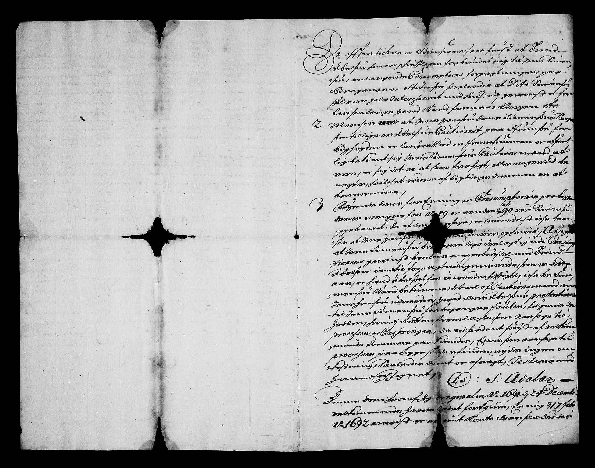 Stattholderembetet 1572-1771, AV/RA-EA-2870/Af/L0004: Avskrifter av vedlegg til originale supplikker, nummerert i samsvar med supplikkbøkene, 1691-1694, p. 173