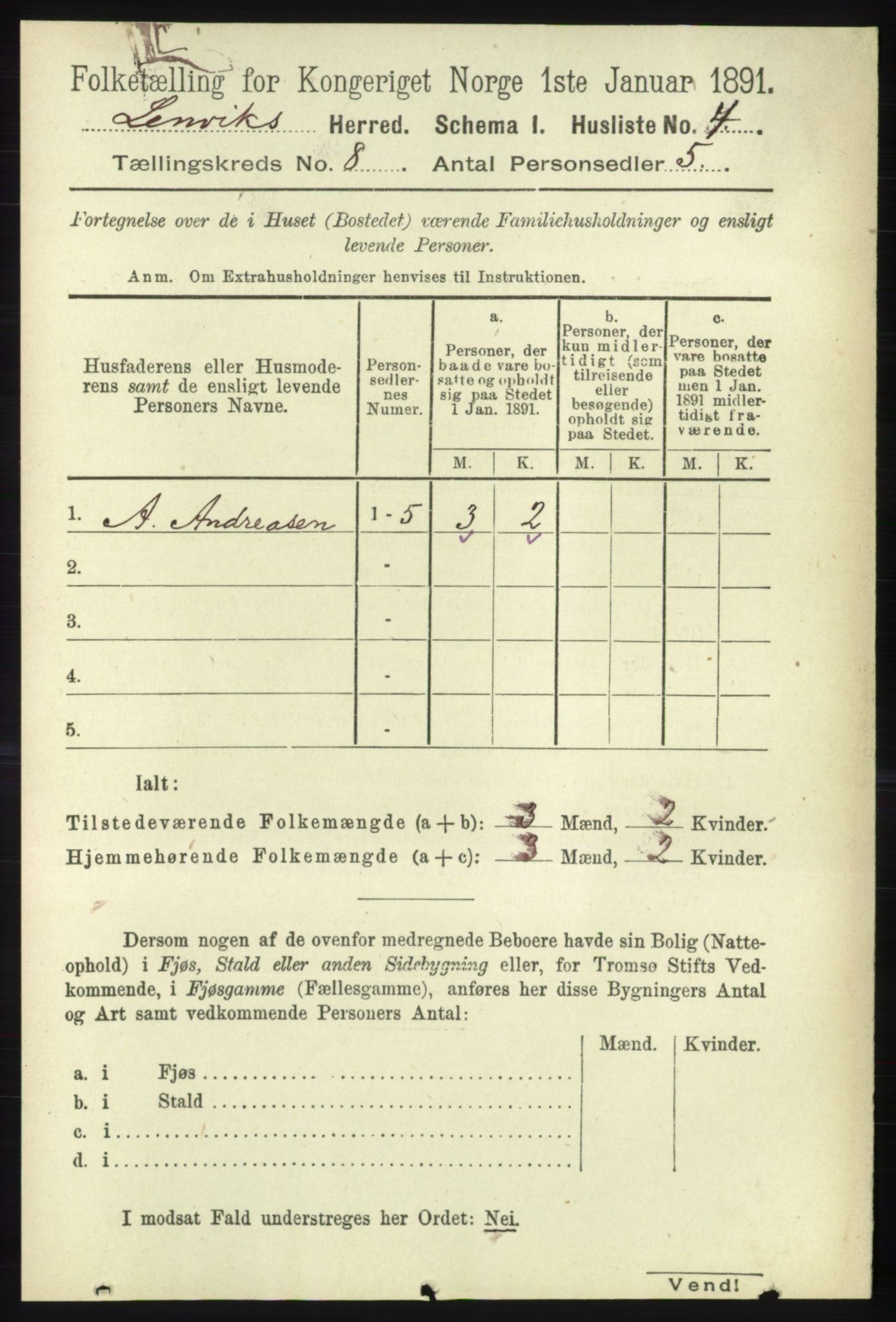 RA, 1891 census for 1931 Lenvik, 1891, p. 4313