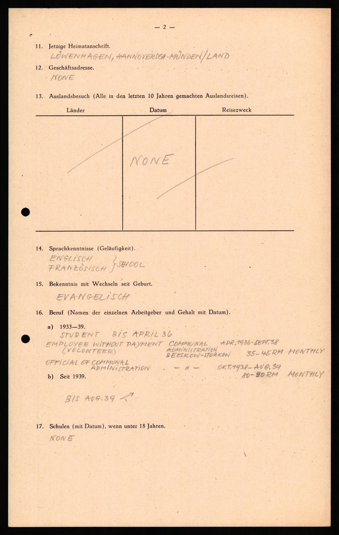 Forsvaret, Forsvarets overkommando II, RA/RAFA-3915/D/Db/L0029: CI Questionaires. Tyske okkupasjonsstyrker i Norge. Tyskere., 1945-1946, p. 462