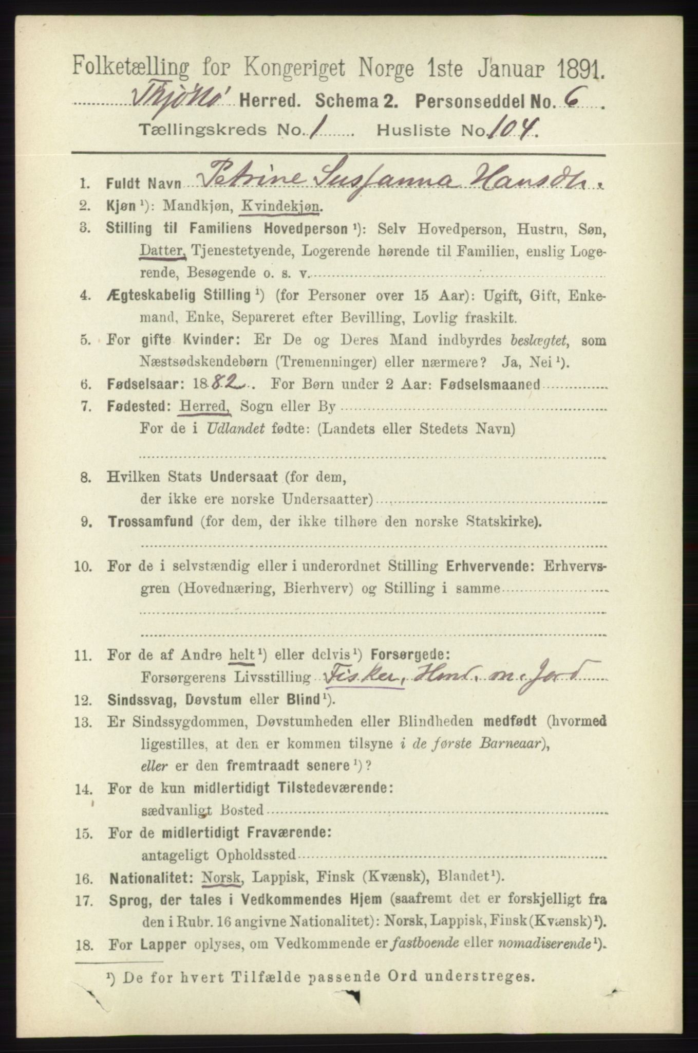 RA, 1891 census for 1817 Tjøtta, 1891, p. 817