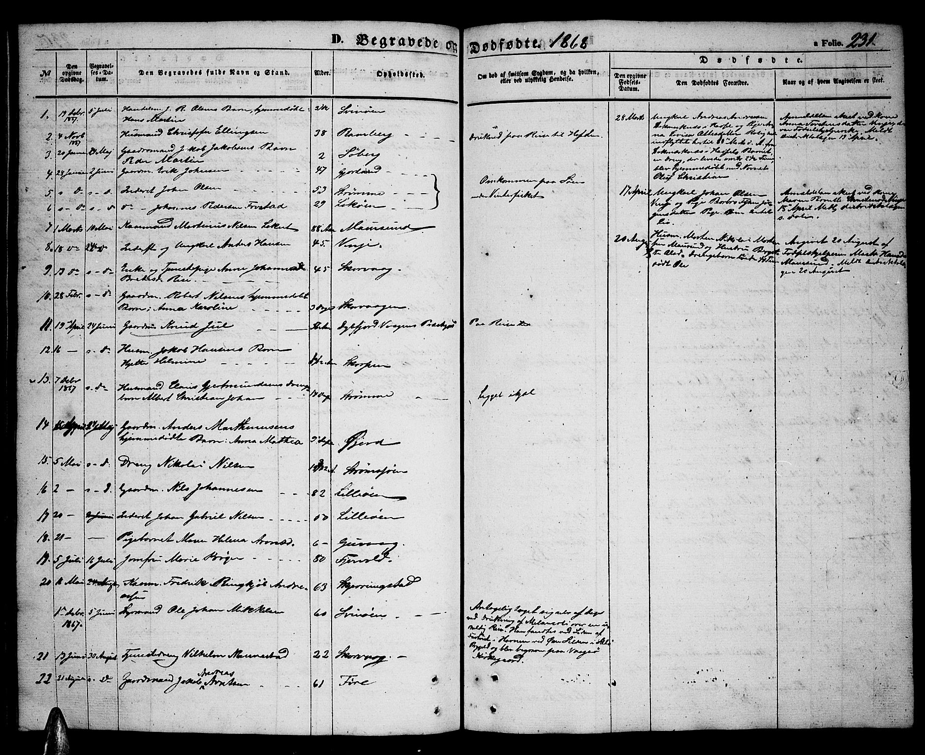 Ministerialprotokoller, klokkerbøker og fødselsregistre - Nordland, SAT/A-1459/891/L1313: Parish register (copy) no. 891C02, 1856-1870, p. 231
