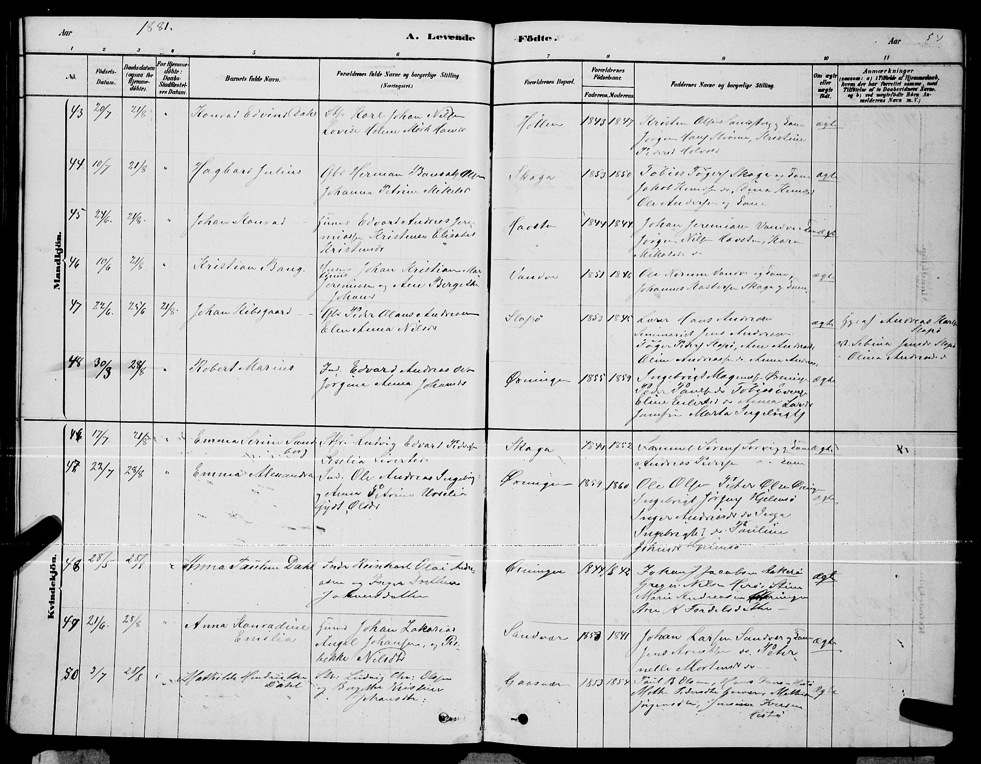 Ministerialprotokoller, klokkerbøker og fødselsregistre - Nordland, AV/SAT-A-1459/834/L0513: Parish register (copy) no. 834C04, 1877-1892, p. 54