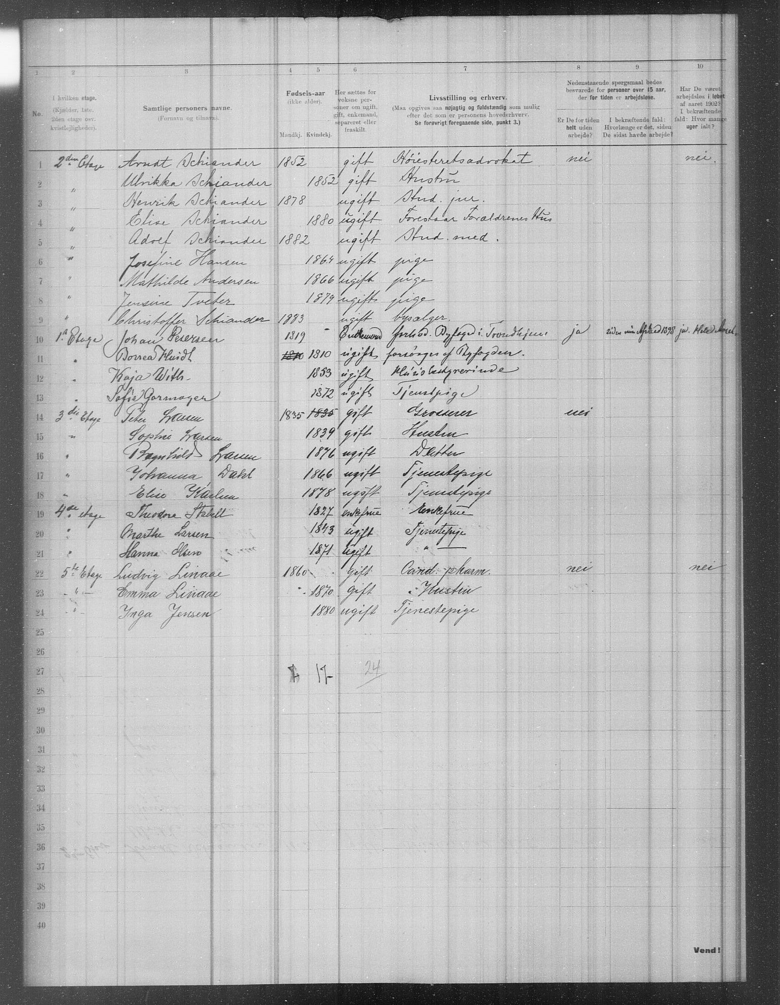 OBA, Municipal Census 1902 for Kristiania, 1902, p. 2055