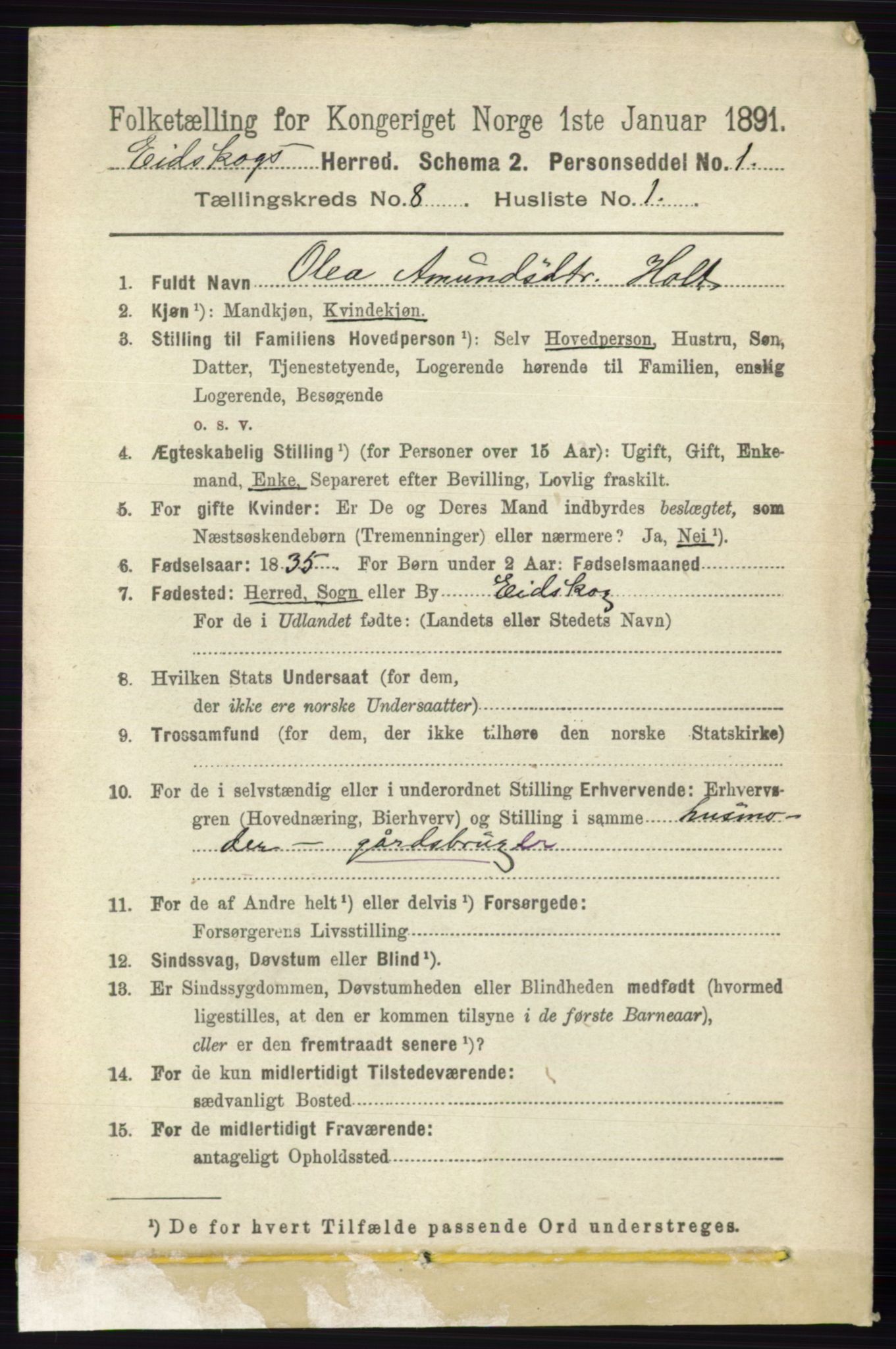 RA, 1891 census for 0420 Eidskog, 1891, p. 4556