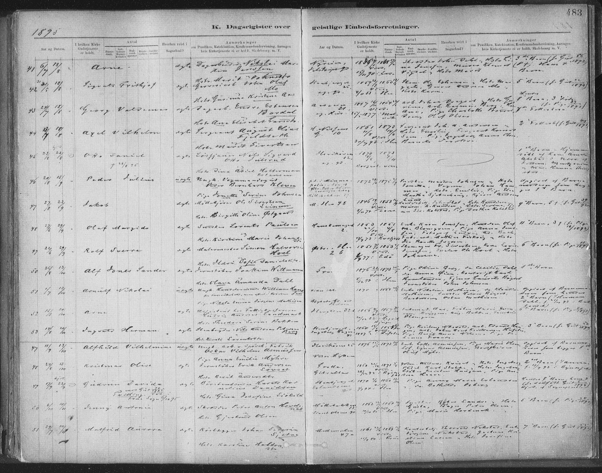 Ministerialprotokoller, klokkerbøker og fødselsregistre - Sør-Trøndelag, SAT/A-1456/603/L0163: Parish register (official) no. 603A02, 1879-1895, p. 483