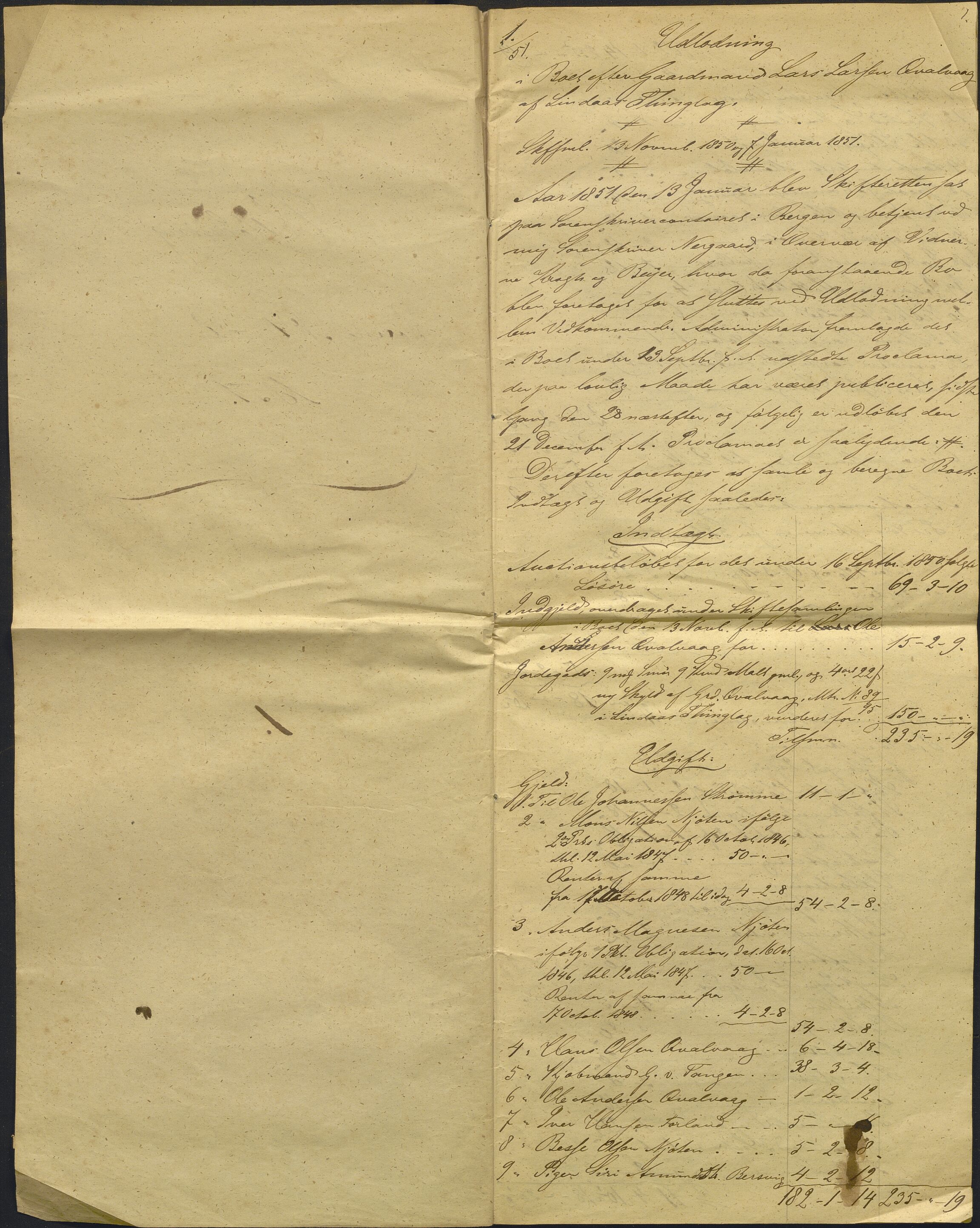 Nordhordland sorenskrivar, AV/SAB-A-2901/1/H/Hd/Hdb/L0001: Konsept til utlodningar, 1850-1852, p. 276