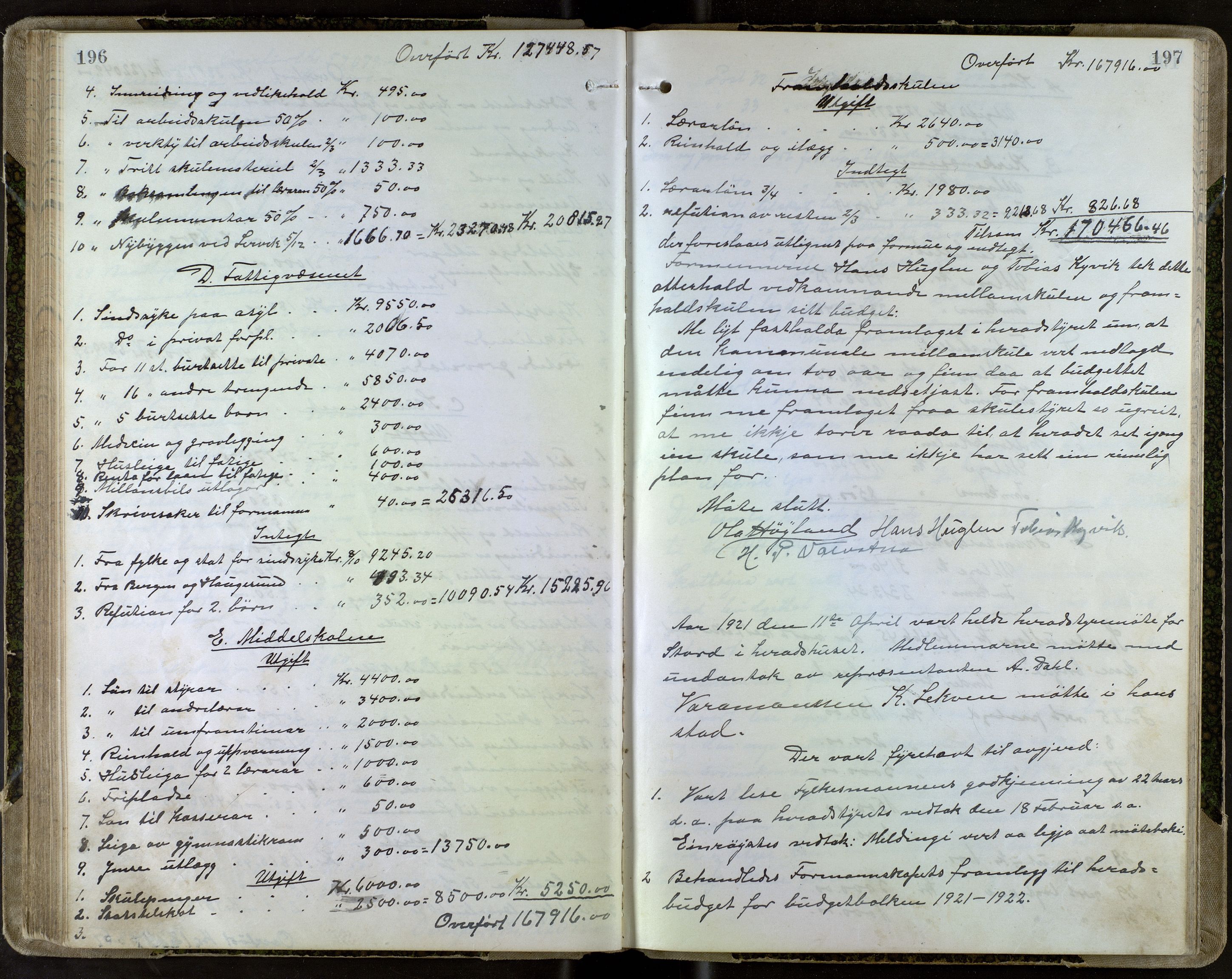 Stord kommune. Formannskapet, IKAH/1221-021/A/Aa/L0005: Møtebok for formannskapet og heradstyret , 1917-1924, p. 196-197