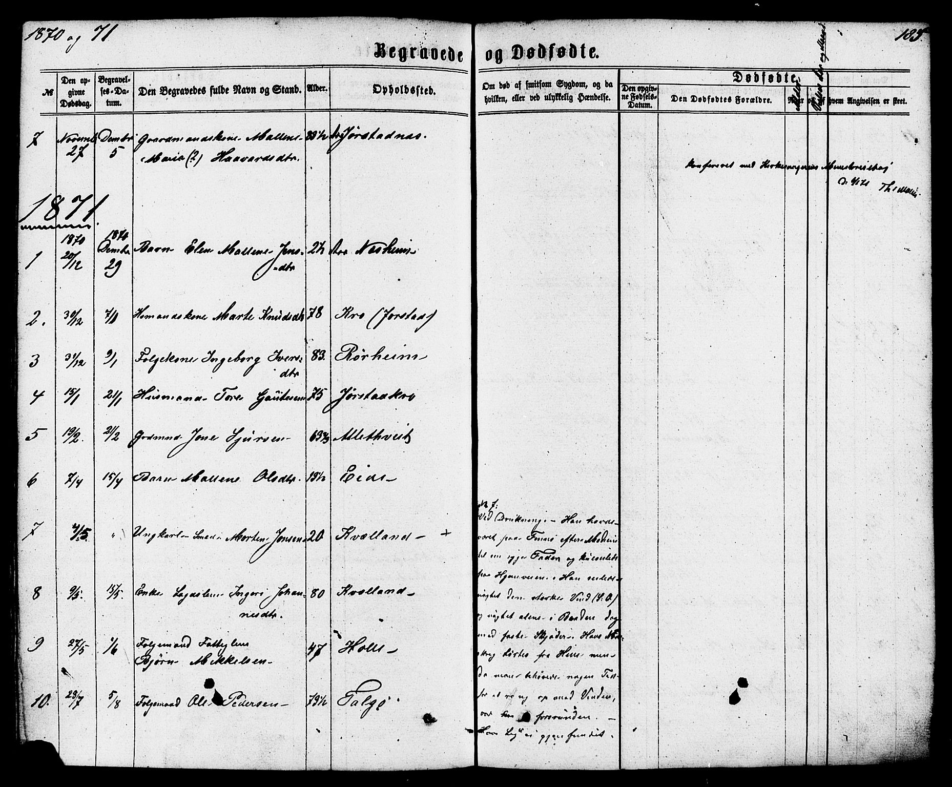 Nedstrand sokneprestkontor, AV/SAST-A-101841/01/IV: Parish register (official) no. A 10, 1861-1887, p. 185