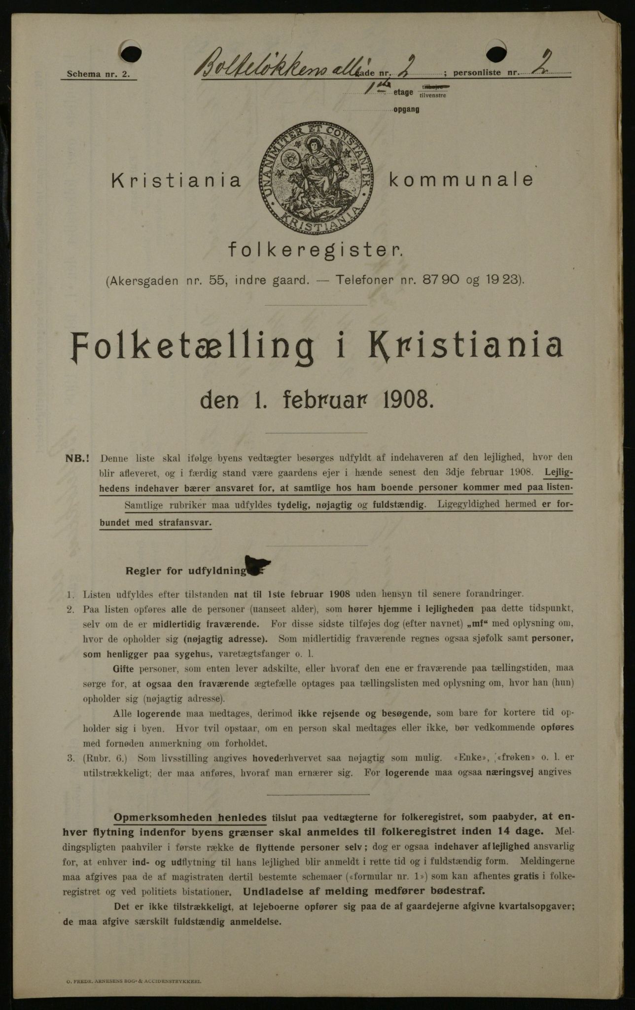 OBA, Municipal Census 1908 for Kristiania, 1908, p. 7407