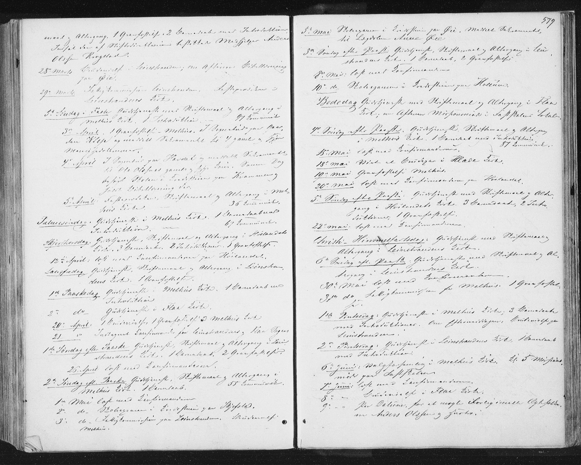 Ministerialprotokoller, klokkerbøker og fødselsregistre - Sør-Trøndelag, SAT/A-1456/691/L1077: Parish register (official) no. 691A09, 1862-1873, p. 579