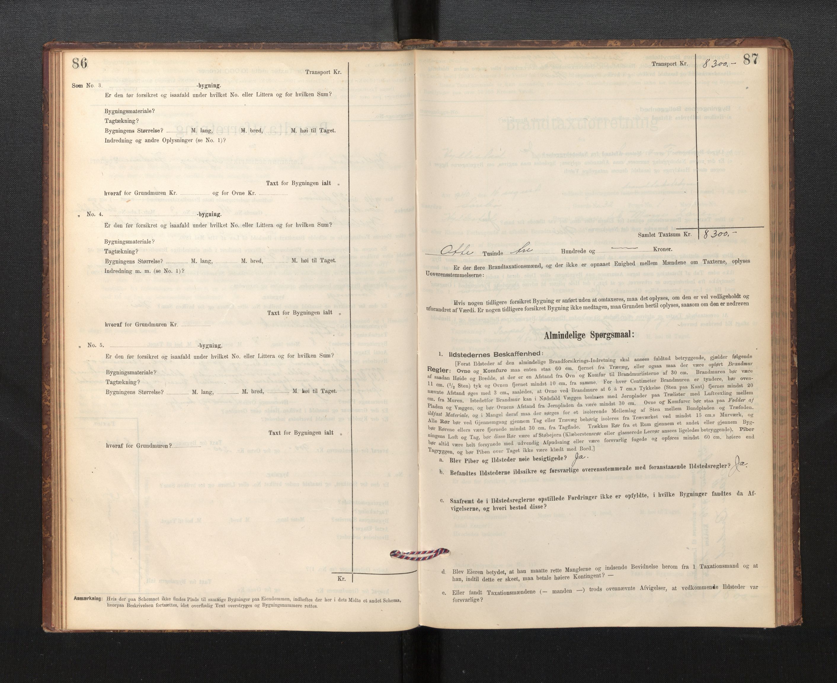 Lensmannen i Hyllestad, SAB/A-28301/0012/L0004: Branntakstprotokoll, skjematakst, 1894-1950, p. 86-87