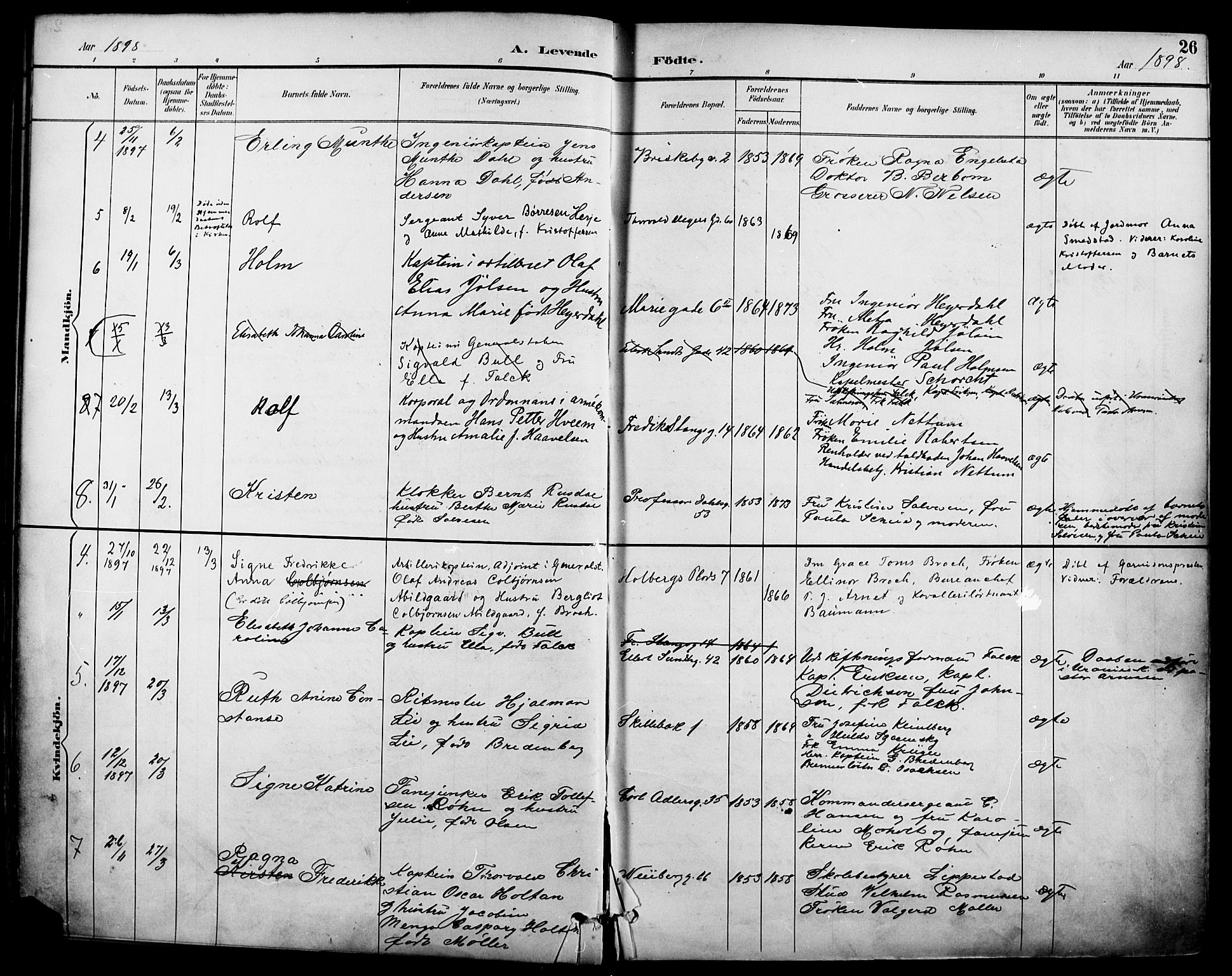 Garnisonsmenigheten Kirkebøker, SAO/A-10846/F/Fa/L0013: Parish register (official) no. 13, 1894-1904, p. 26
