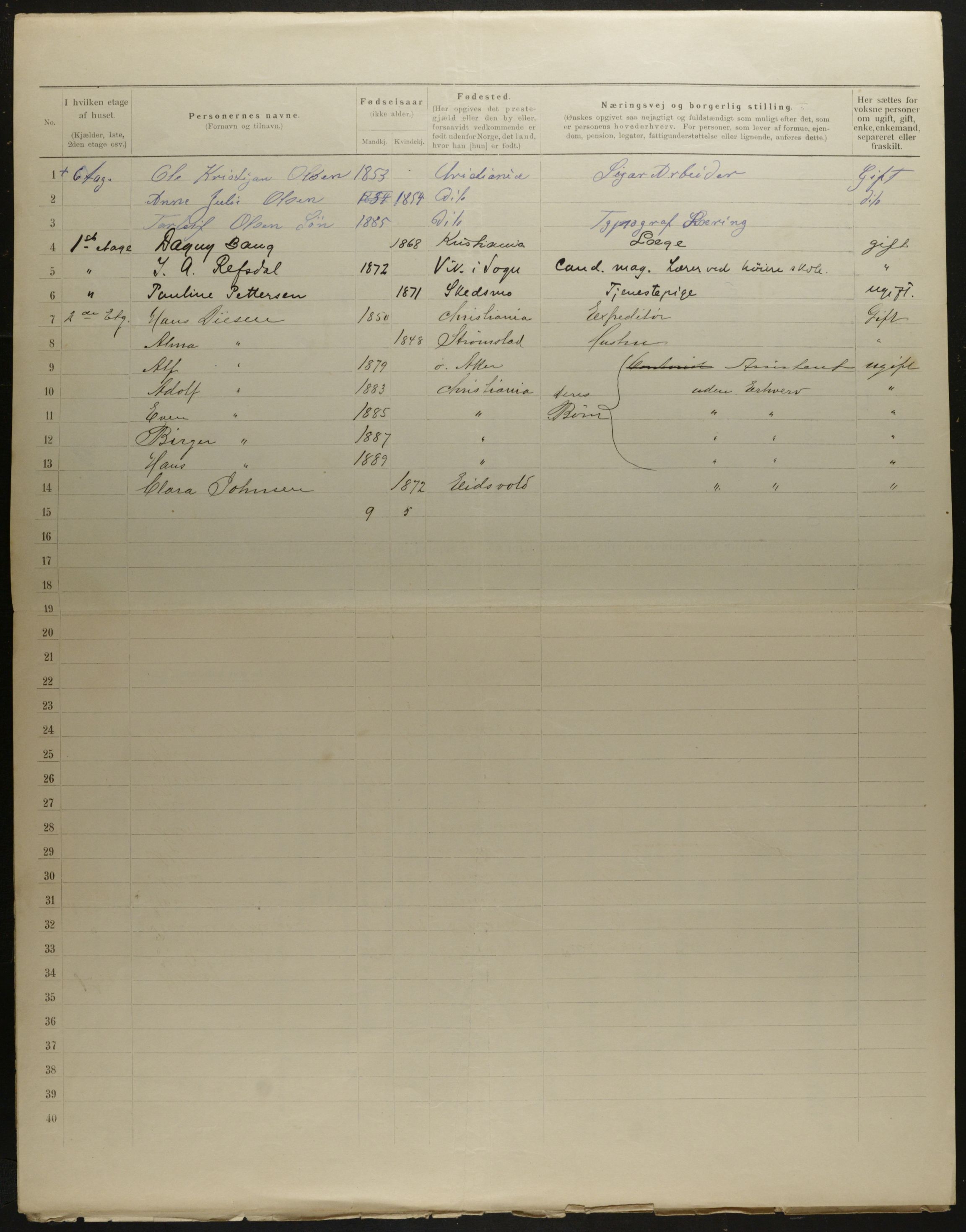 OBA, Municipal Census 1901 for Kristiania, 1901, p. 8216