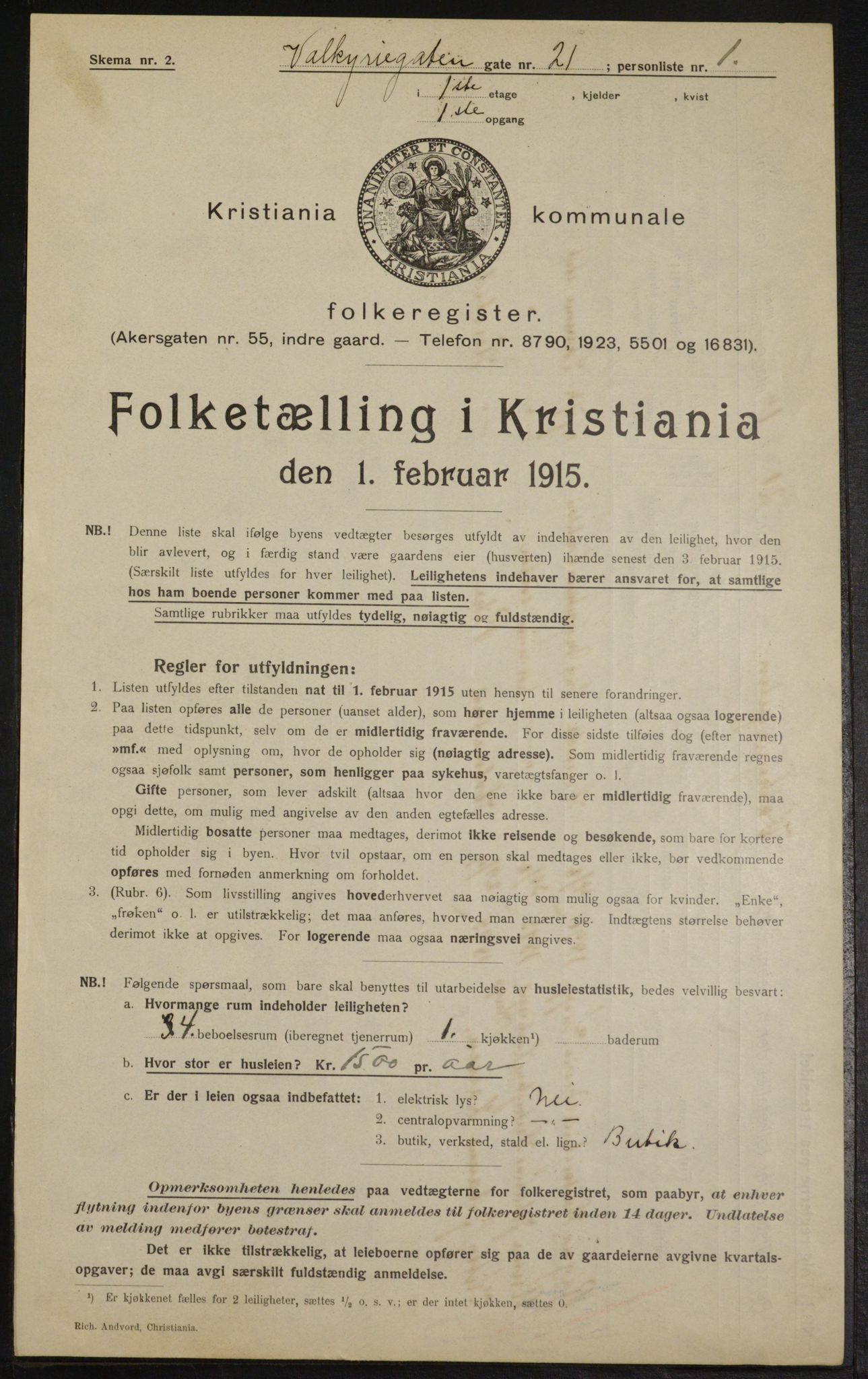 OBA, Municipal Census 1915 for Kristiania, 1915, p. 122524