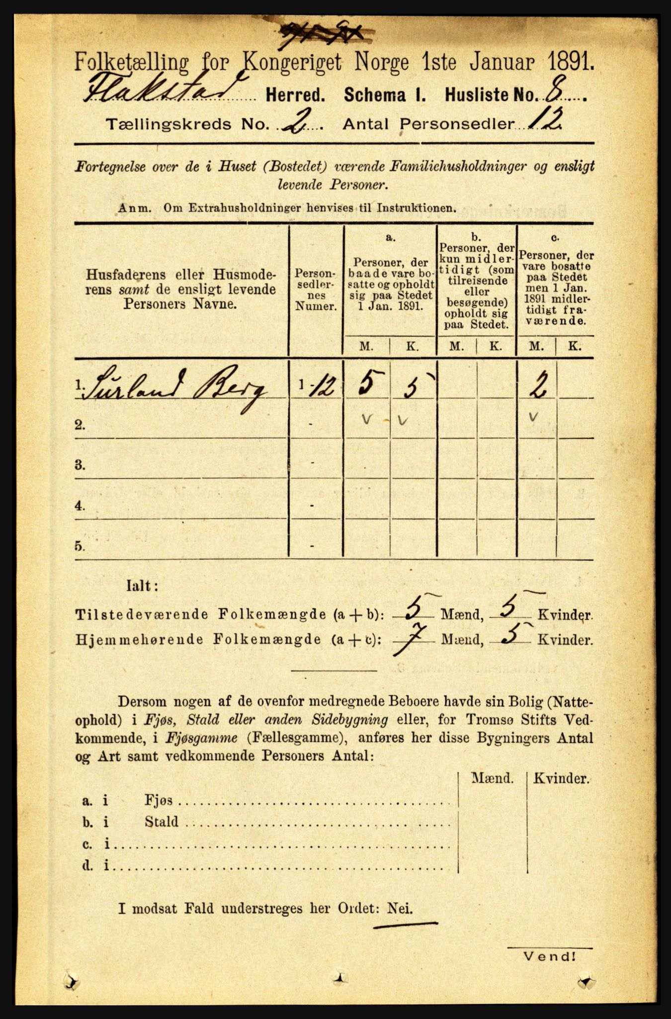 RA, 1891 census for 1859 Flakstad, 1891, p. 522