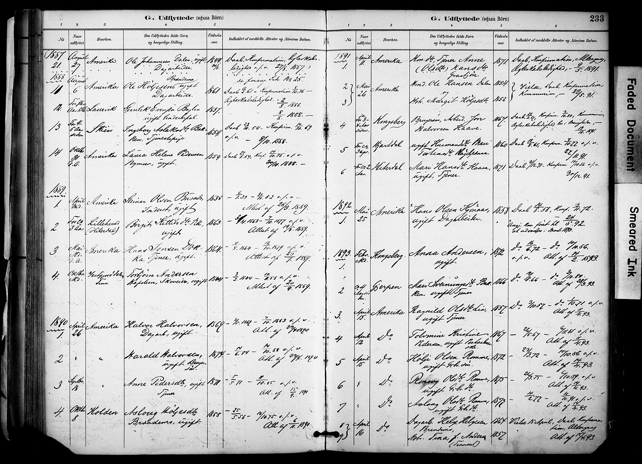 Gransherad kirkebøker, SAKO/A-267/F/Fa/L0005: Parish register (official) no. I 5, 1887-1916, p. 233