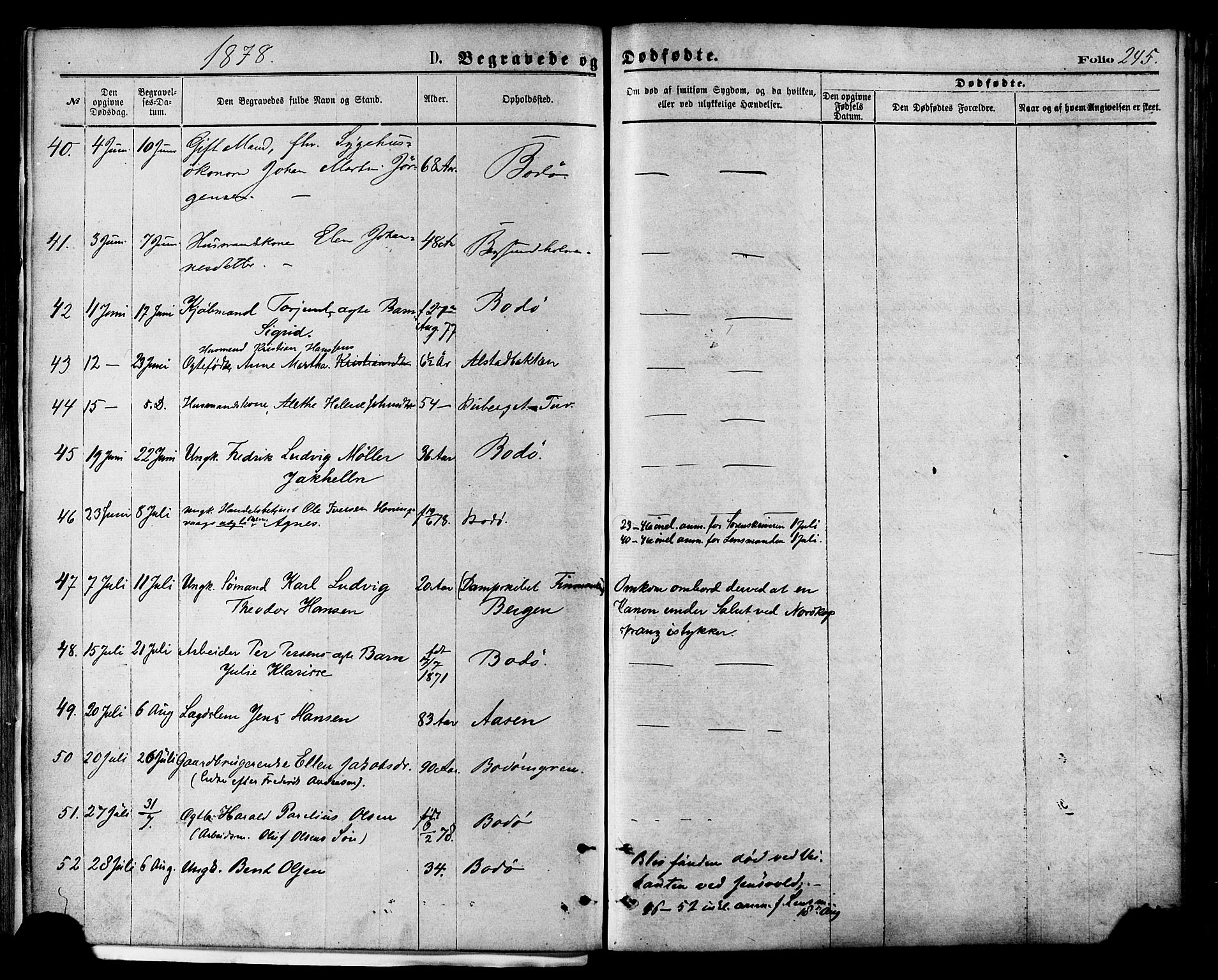 Ministerialprotokoller, klokkerbøker og fødselsregistre - Nordland, AV/SAT-A-1459/801/L0009: Parish register (official) no. 801A09, 1876-1883, p. 245