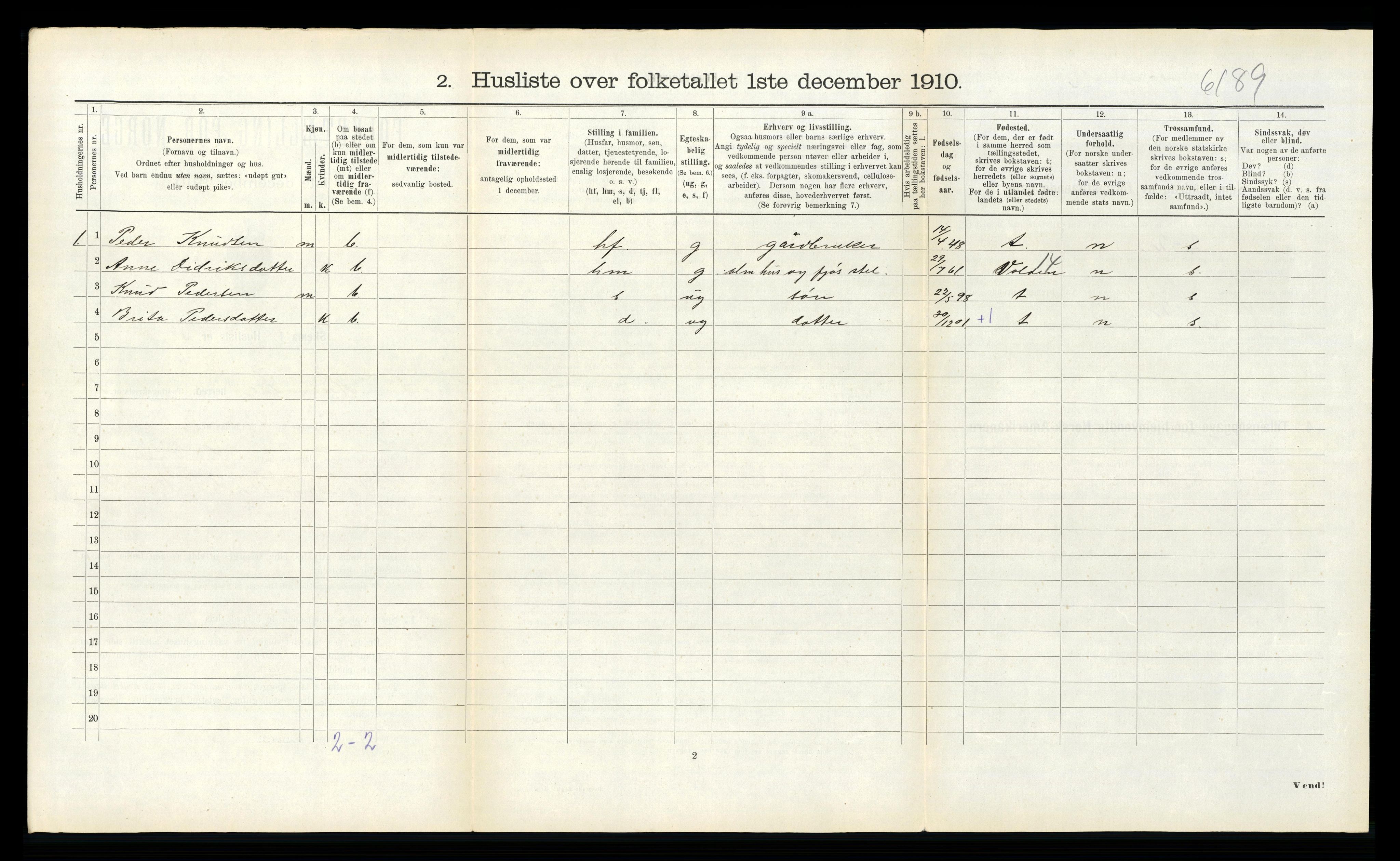 RA, 1910 census for Hornindal, 1910, p. 97