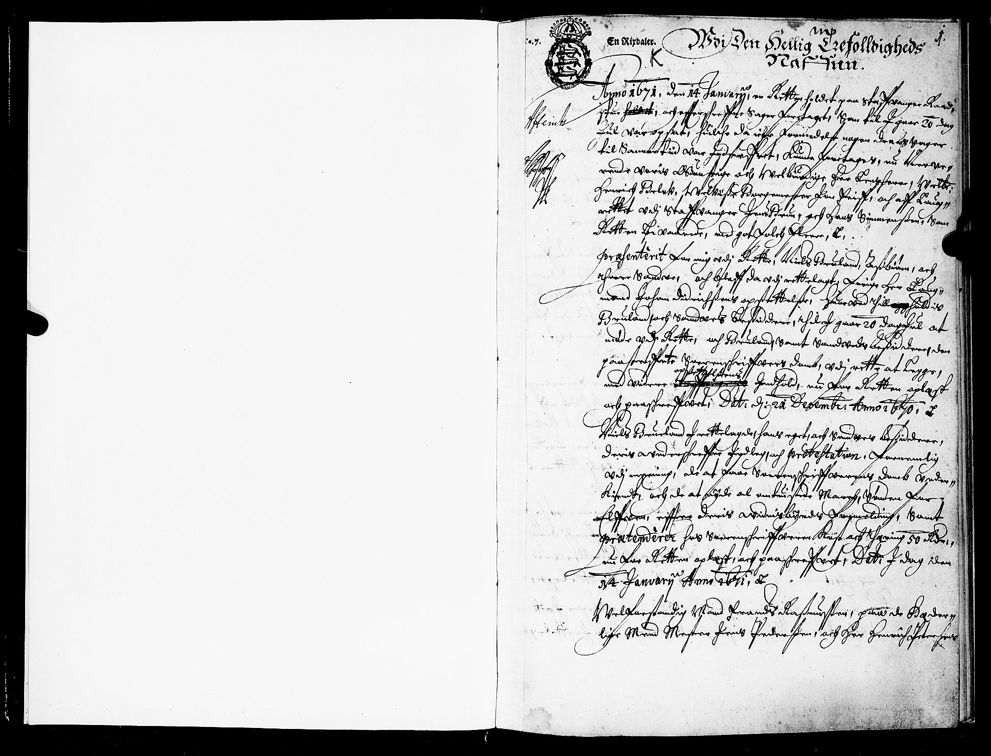Stavanger lagting, SAST/A-101420/Oa/L0010: Tingbok, 1671-1673, p. 0b-1a