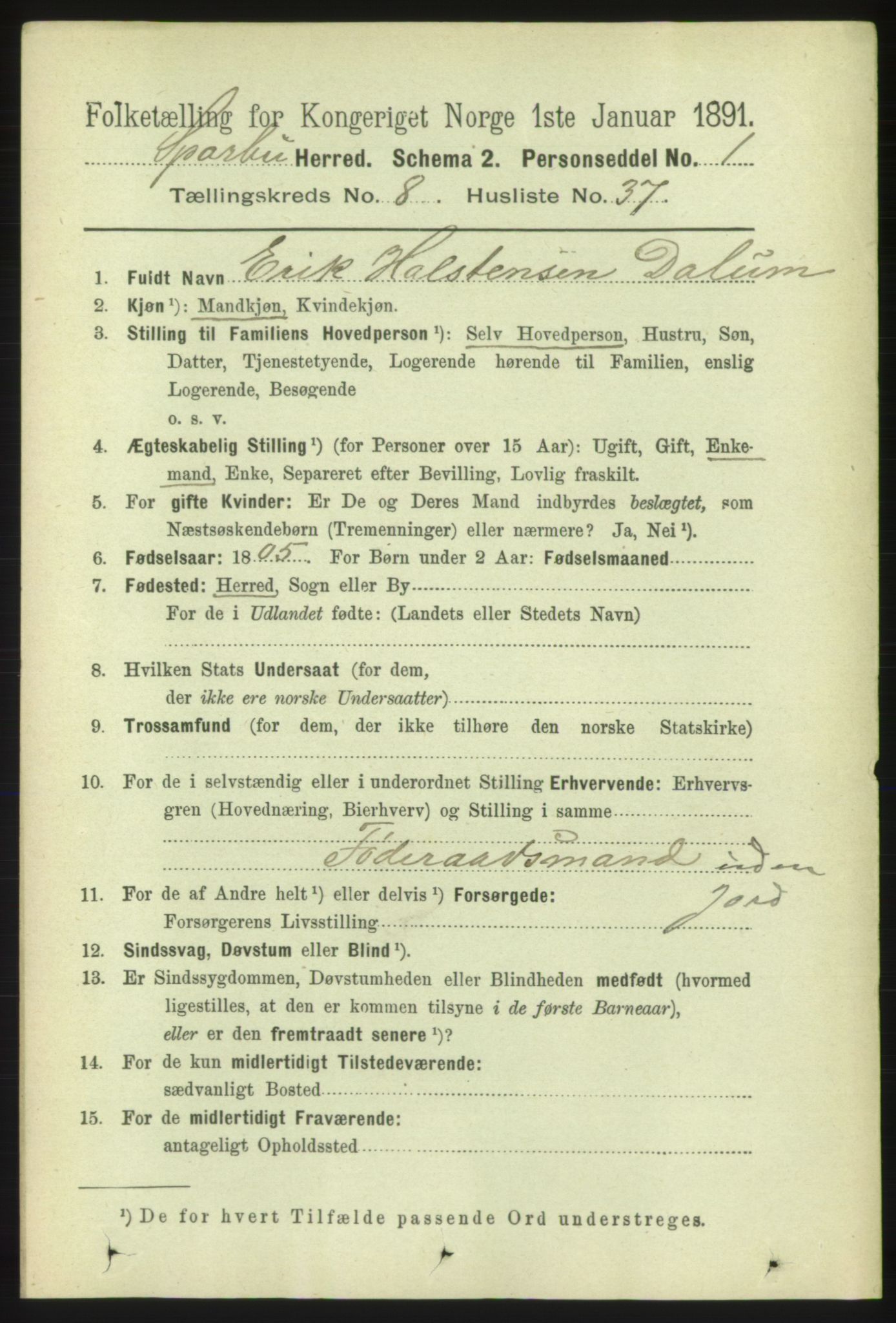 RA, 1891 census for 1731 Sparbu, 1891, p. 2999