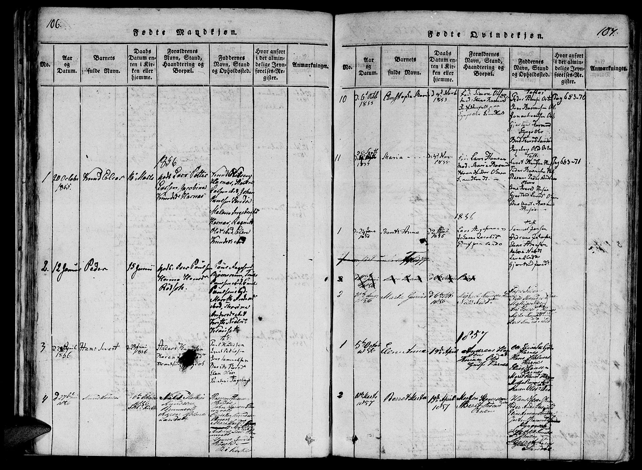 Ministerialprotokoller, klokkerbøker og fødselsregistre - Møre og Romsdal, AV/SAT-A-1454/561/L0727: Parish register (official) no. 561A01, 1817-1858, p. 106-107