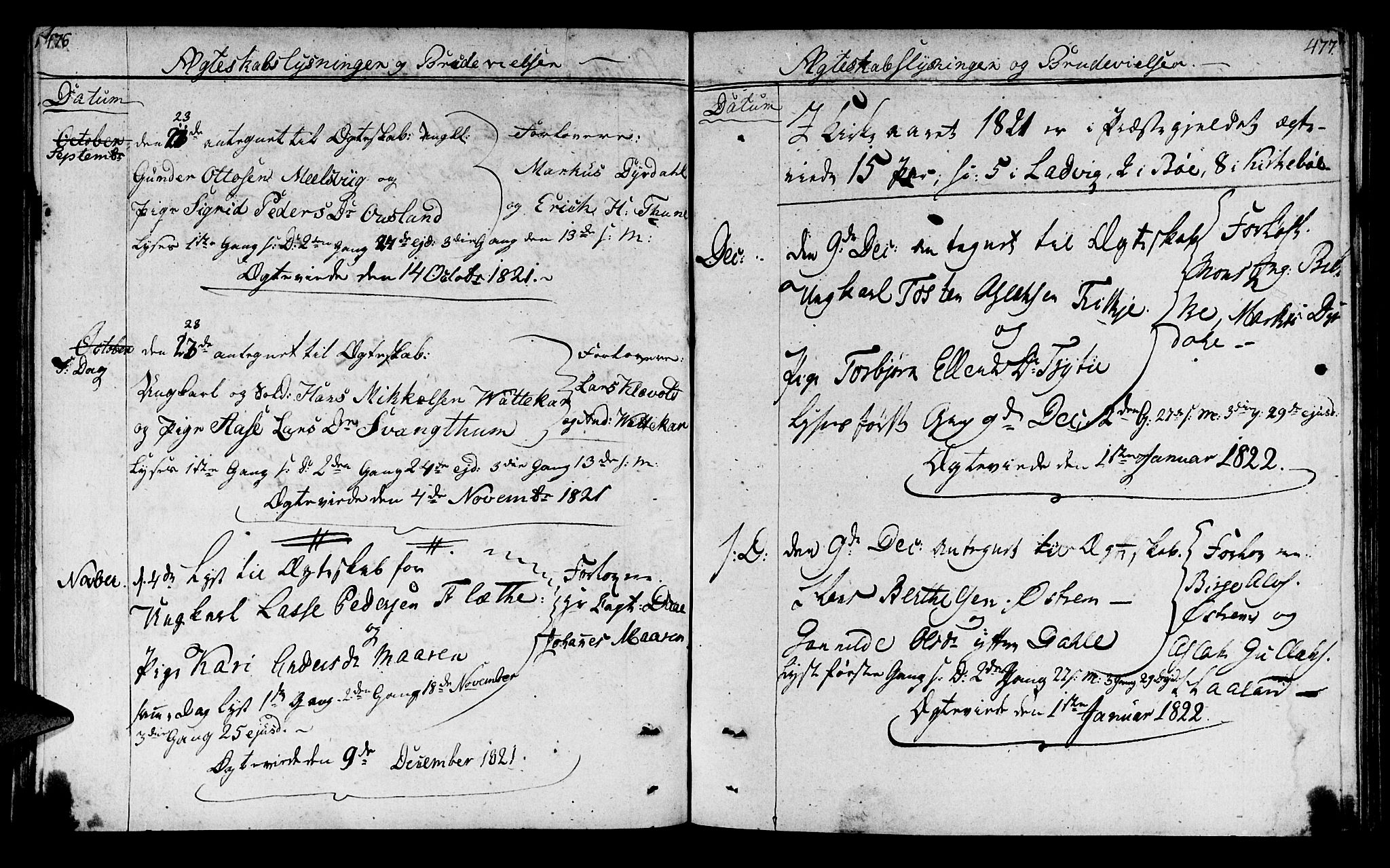 Lavik sokneprestembete, SAB/A-80901: Parish register (official) no. A 1, 1809-1822, p. 476-477