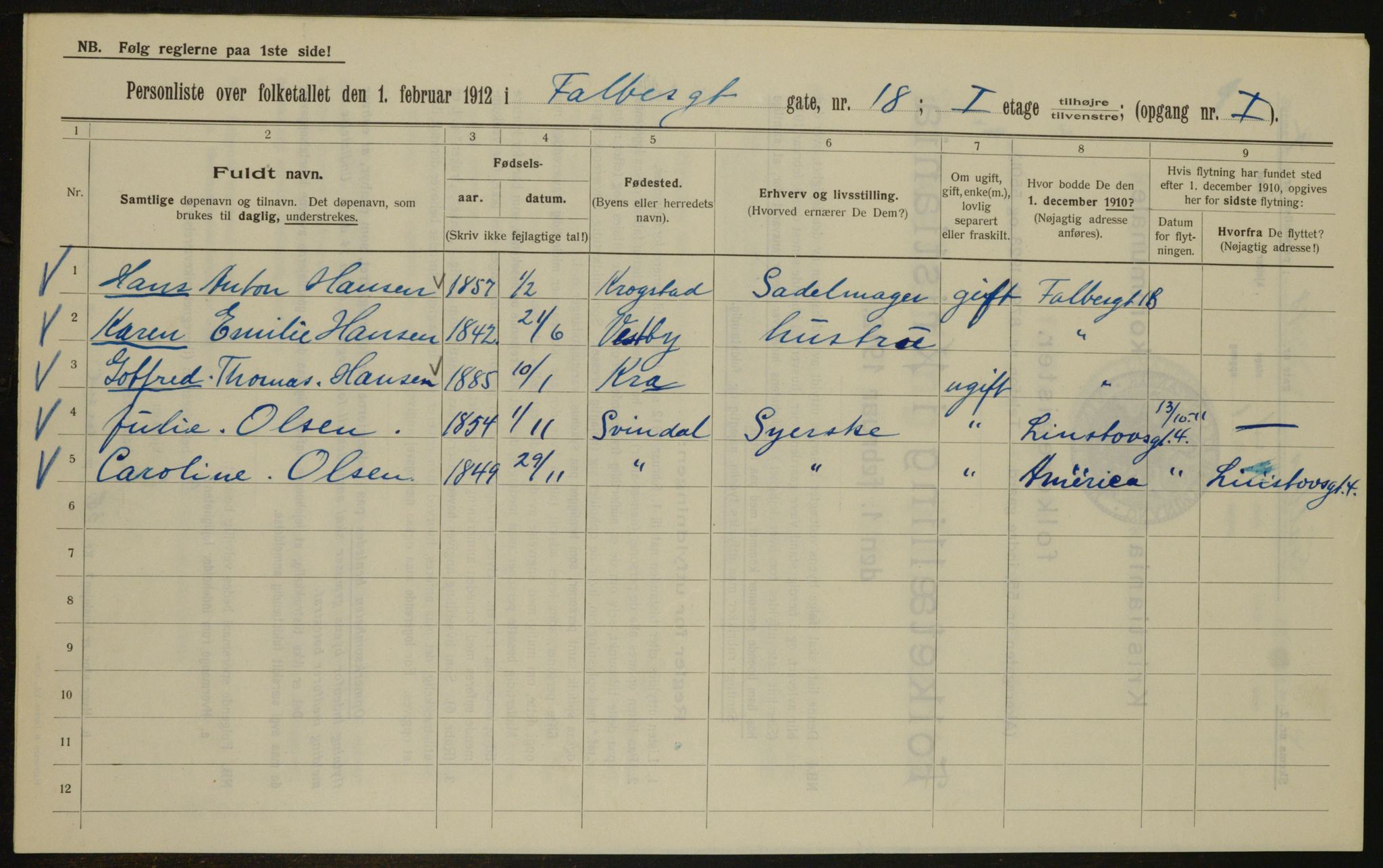 OBA, Municipal Census 1912 for Kristiania, 1912, p. 23212