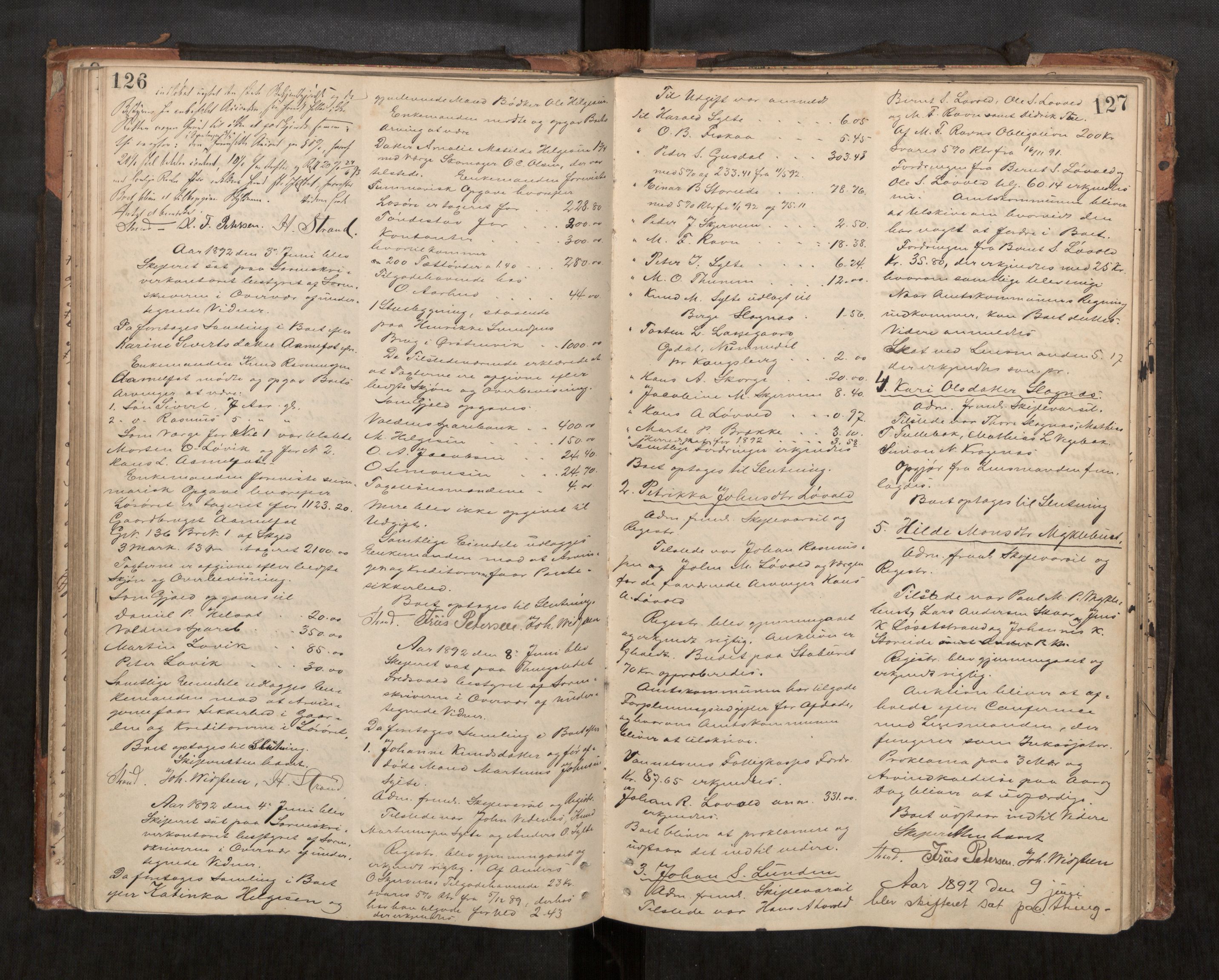 Søre Sunnmøre sorenskriveri, AV/SAT-A-4122/1/3/3B/L0006: Skiftebehandlings- / Skifteforhandlingsprotokollar, 1883-1895, p. 126-127