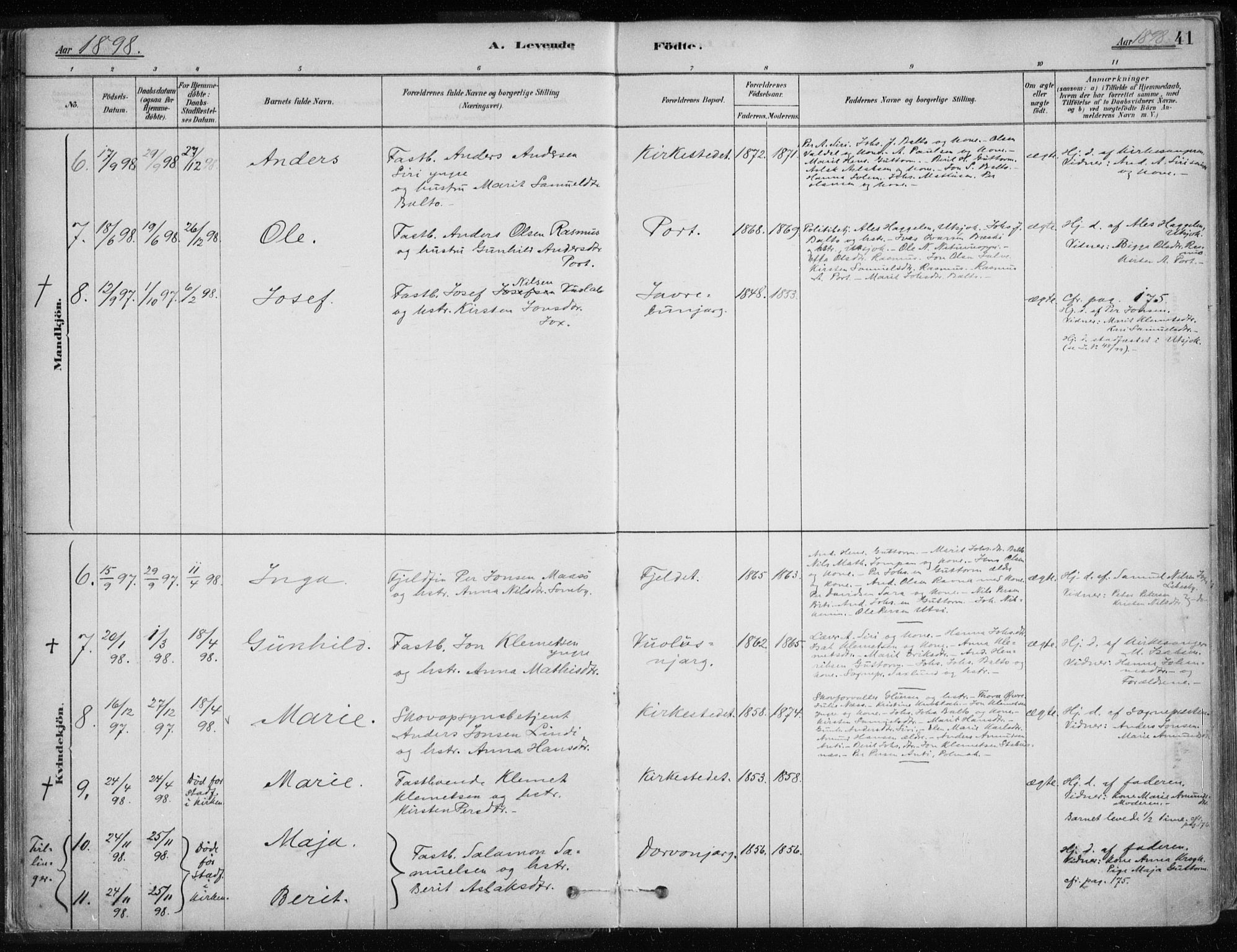 Karasjok sokneprestkontor, AV/SATØ-S-1352/H/Ha/L0002kirke: Parish register (official) no. 2, 1885-1906, p. 41