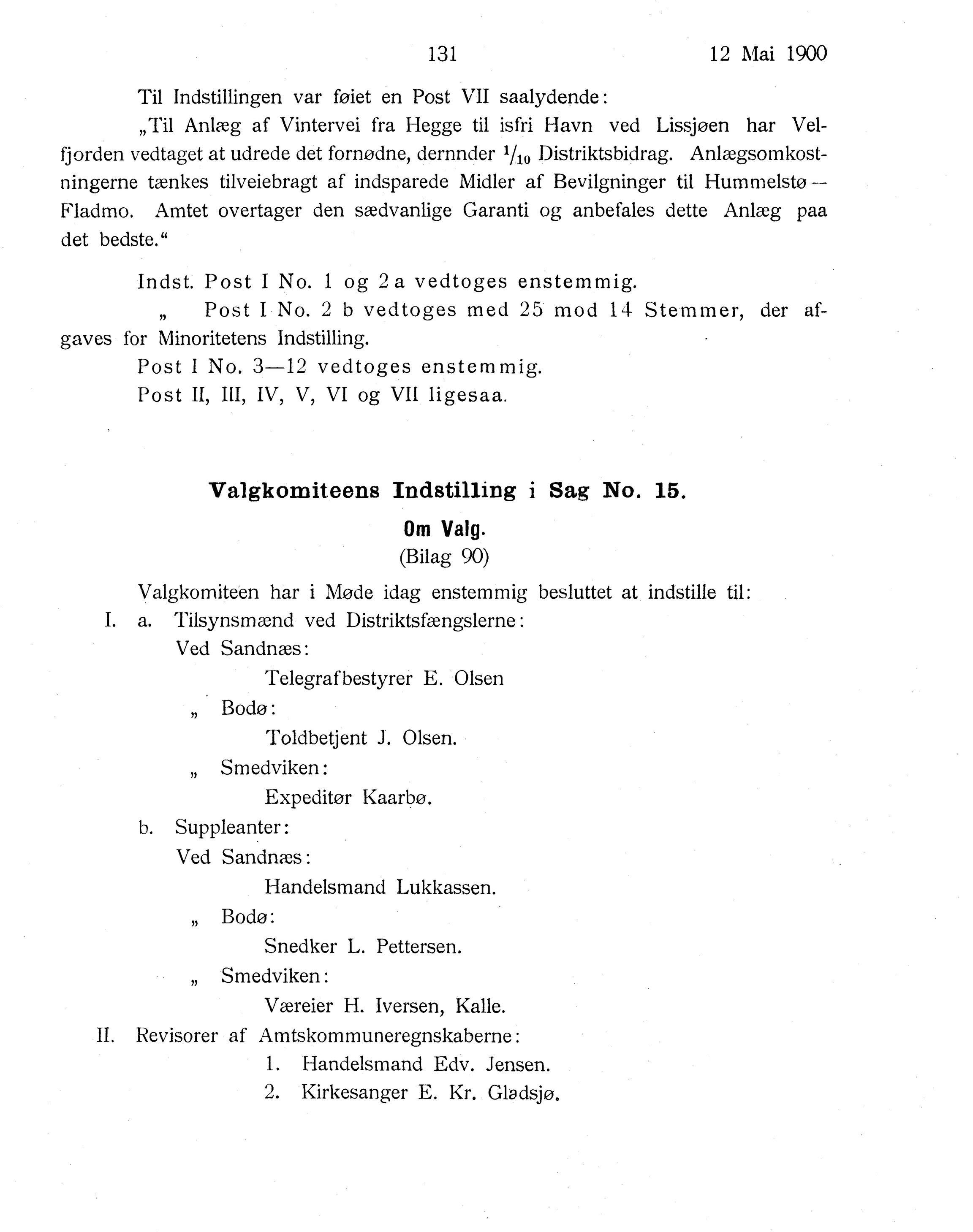 Nordland Fylkeskommune. Fylkestinget, AIN/NFK-17/176/A/Ac/L0023: Fylkestingsforhandlinger 1900, 1900