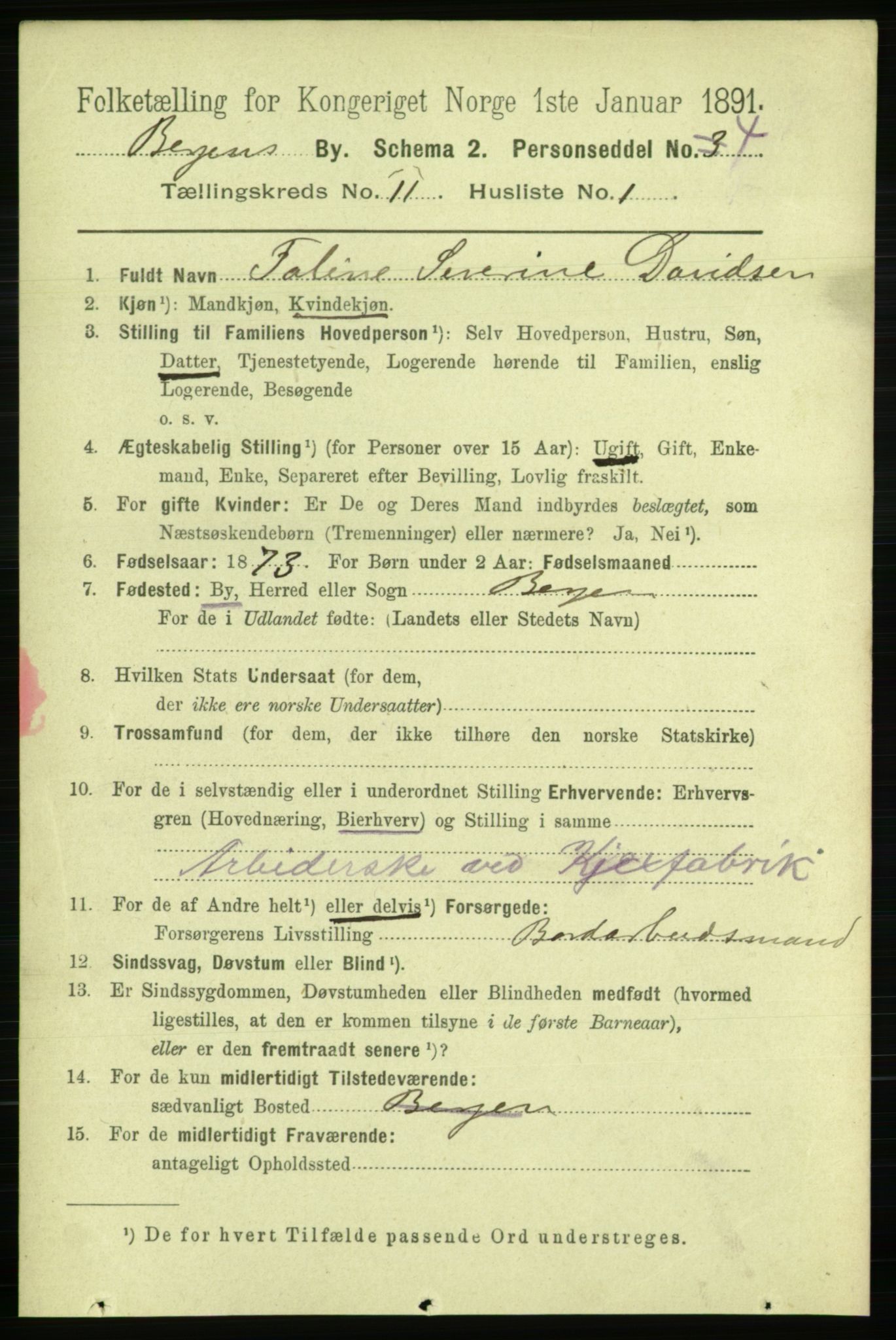 RA, 1891 Census for 1301 Bergen, 1891, p. 19819