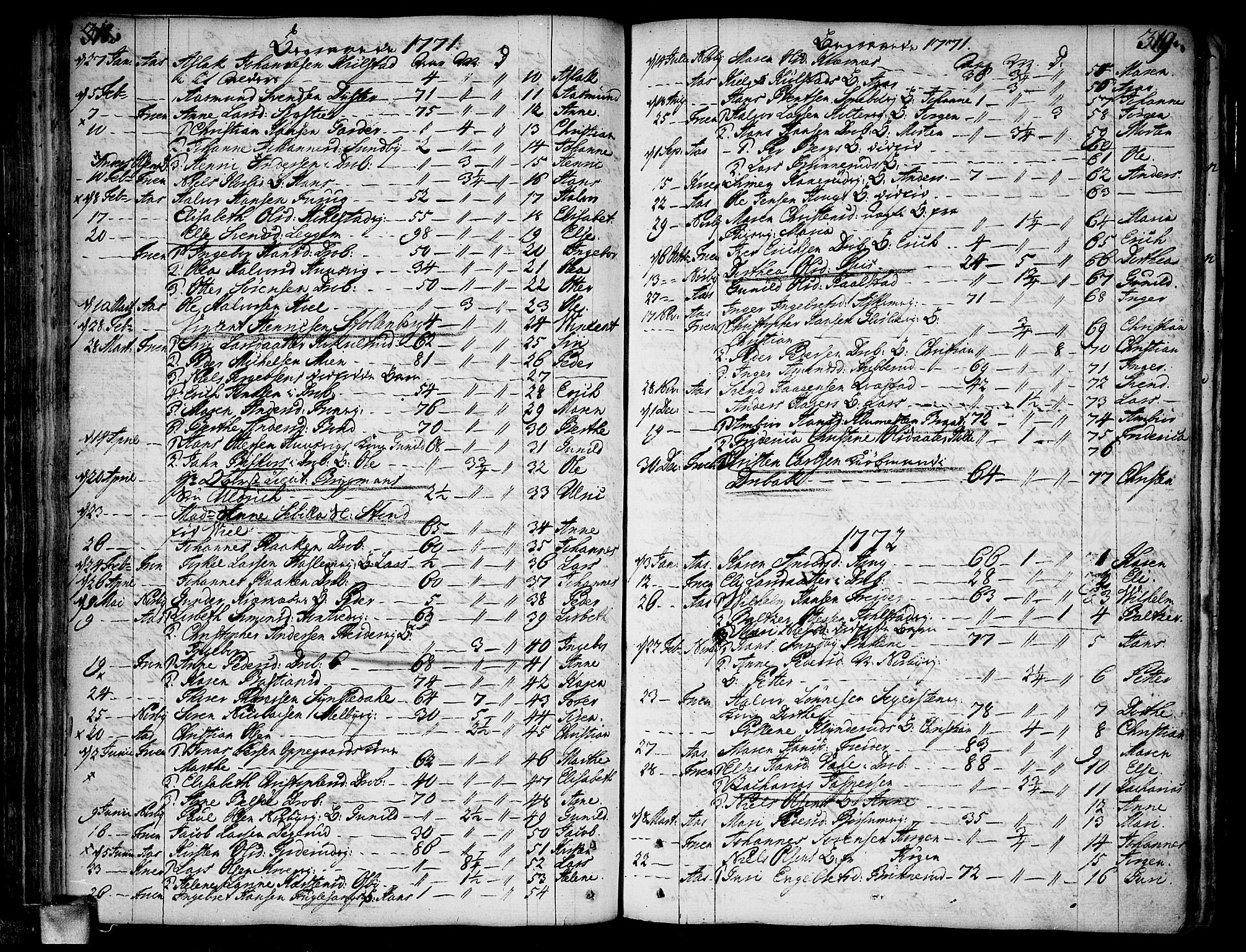 Ås prestekontor Kirkebøker, SAO/A-10894/F/Fa/L0001: Parish register (official) no. I 1, 1742-1778, p. 318-319