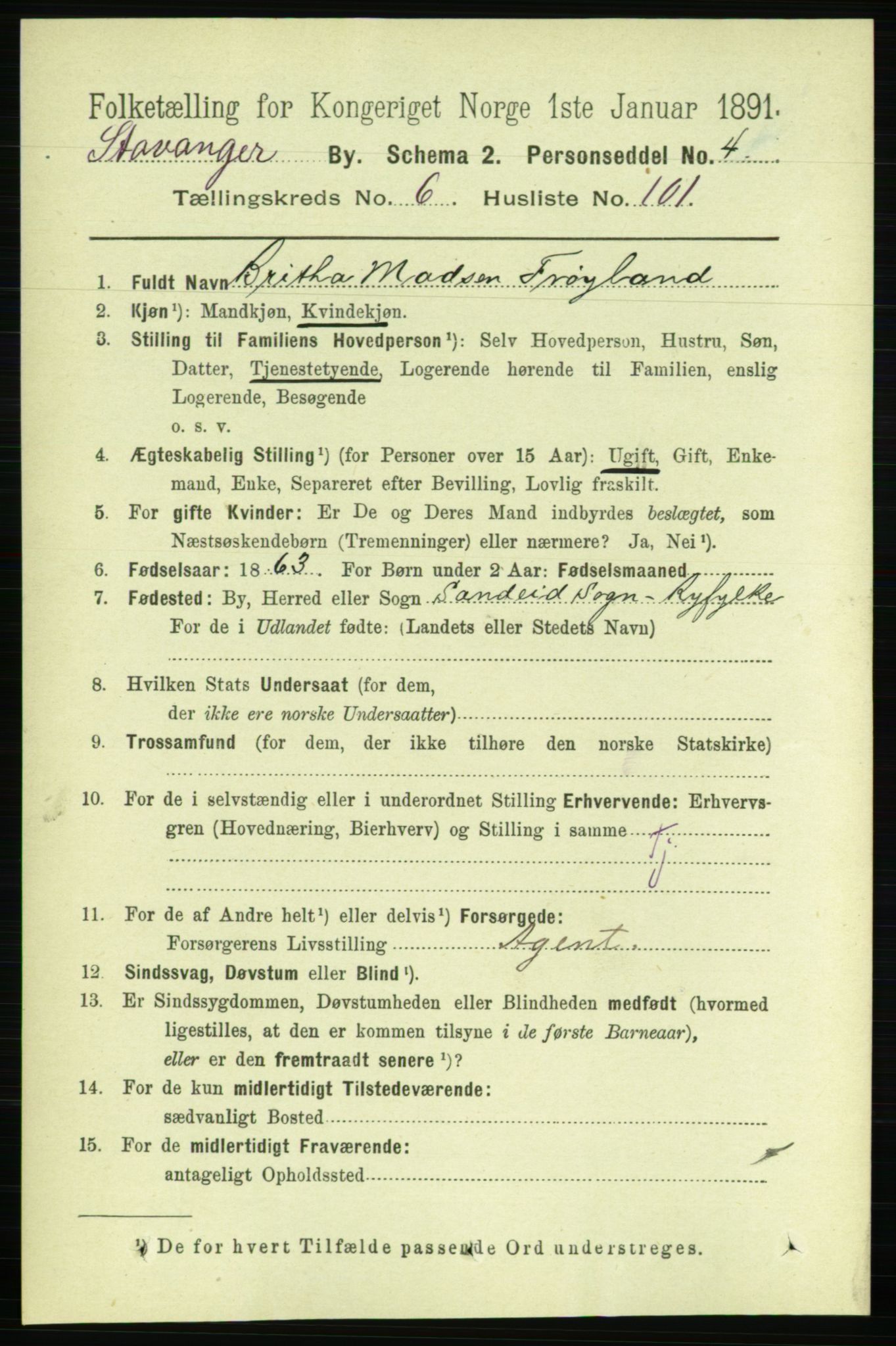 RA, 1891 census for 1103 Stavanger, 1891, p. 10900