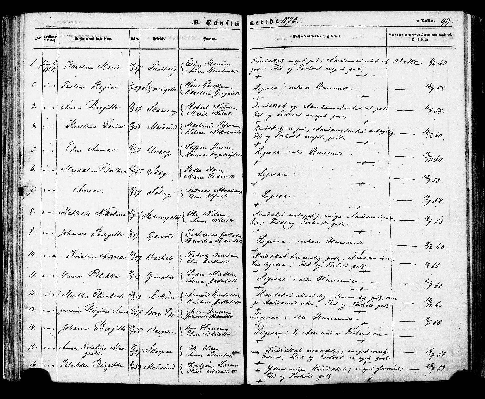 Ministerialprotokoller, klokkerbøker og fødselsregistre - Nordland, AV/SAT-A-1459/891/L1301: Parish register (official) no. 891A06, 1870-1878, p. 99