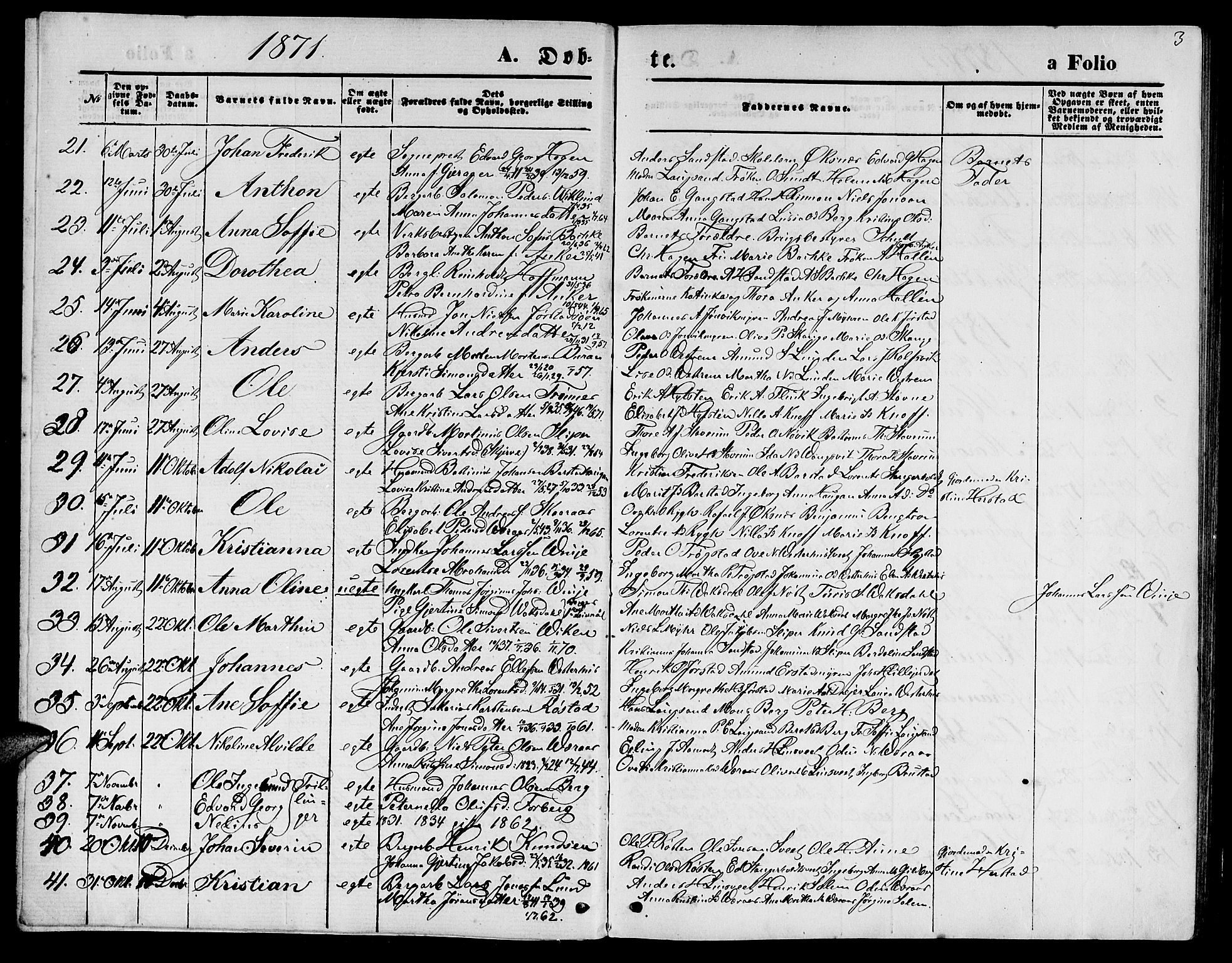 Ministerialprotokoller, klokkerbøker og fødselsregistre - Nord-Trøndelag, SAT/A-1458/722/L0225: Parish register (copy) no. 722C01, 1871-1888, p. 3