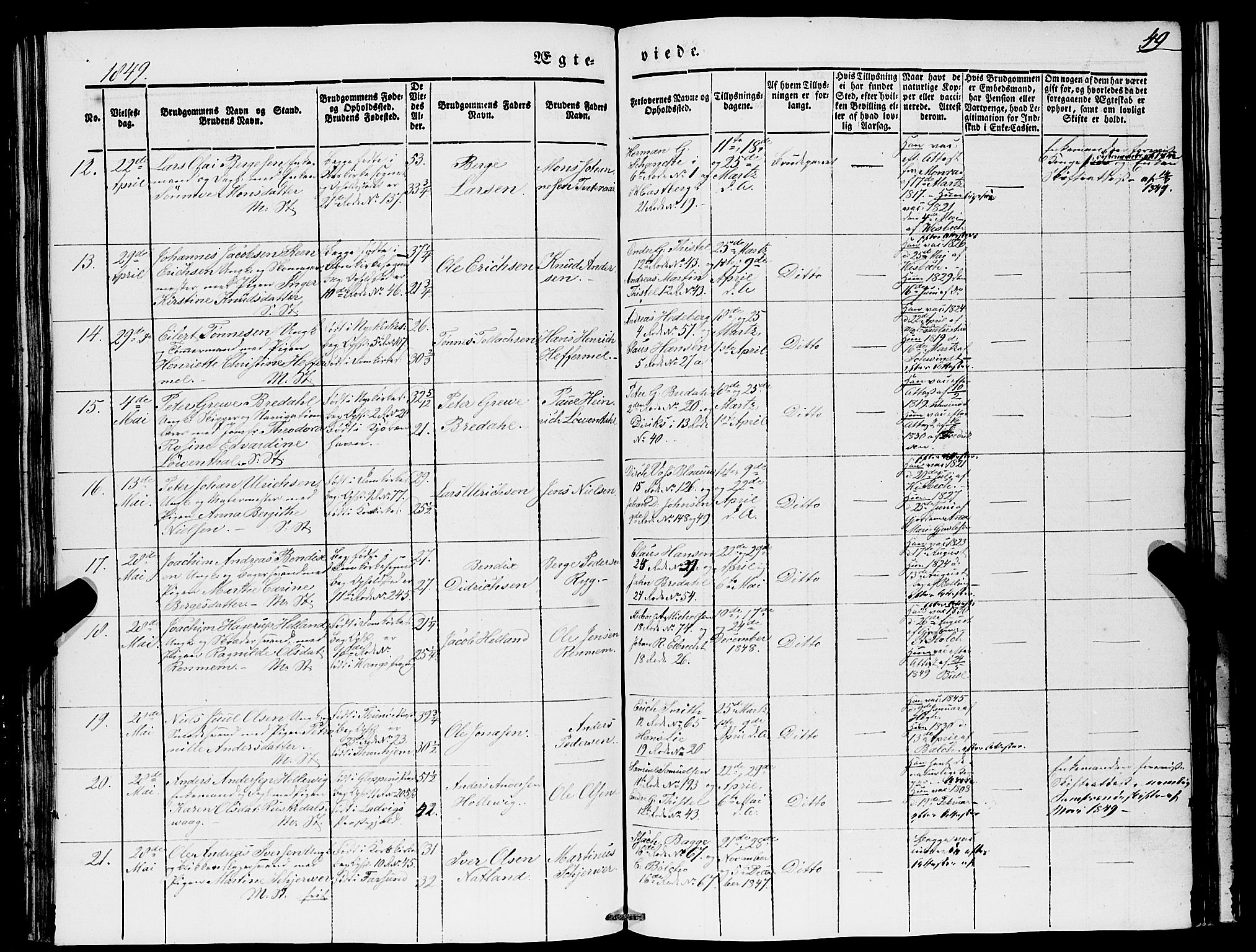 Domkirken sokneprestembete, SAB/A-74801/H/Haa/L0033: Parish register (official) no. D 1, 1841-1853, p. 49