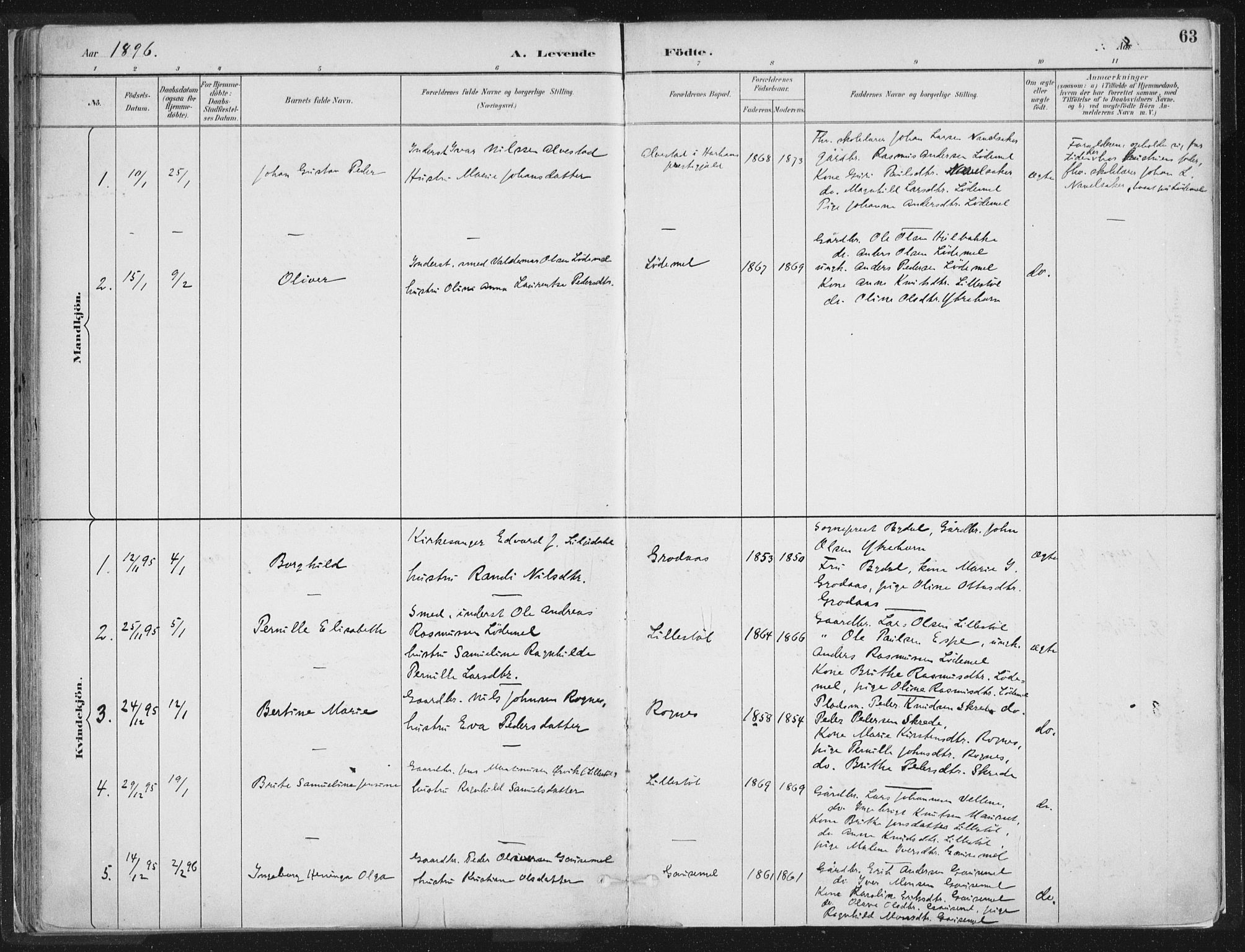 Hornindal sokneprestembete, SAB/A-82401/H/Haa/Haaa/L0003/0001: Parish register (official) no. A 3A, 1887-1917, p. 63