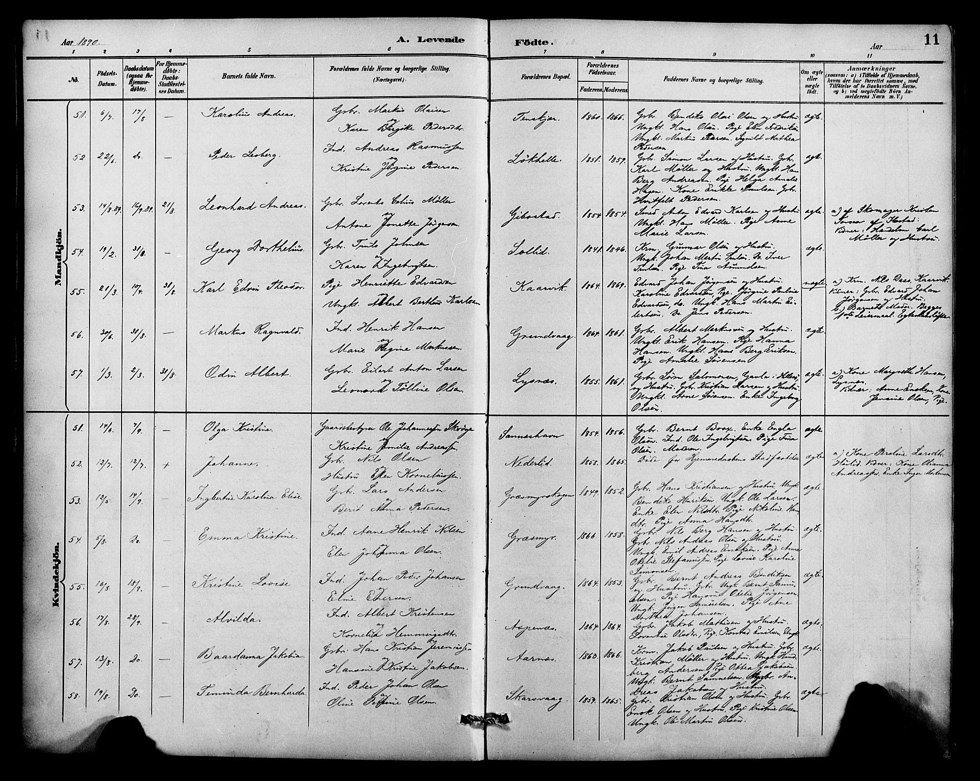 Lenvik sokneprestembete, SATØ/S-1310/H/Ha/Haa/L0013kirke: Parish register (official) no. 13, 1890-1898, p. 11