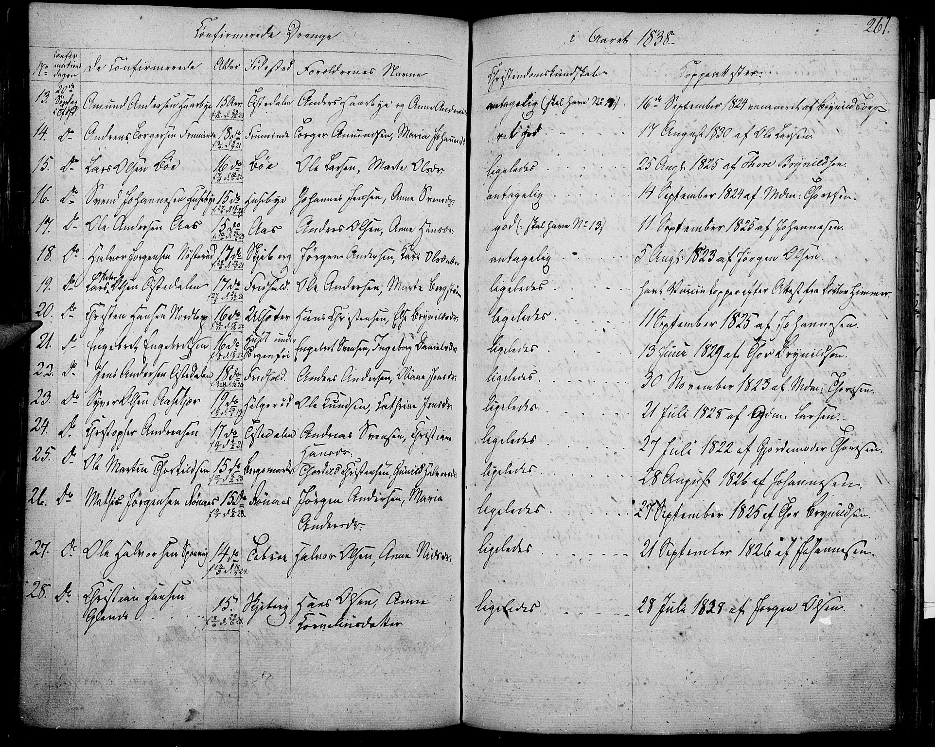 Berg prestekontor Kirkebøker, AV/SAO-A-10902/F/Fa/L0003: Parish register (official) no. I 3, 1832-1842, p. 261