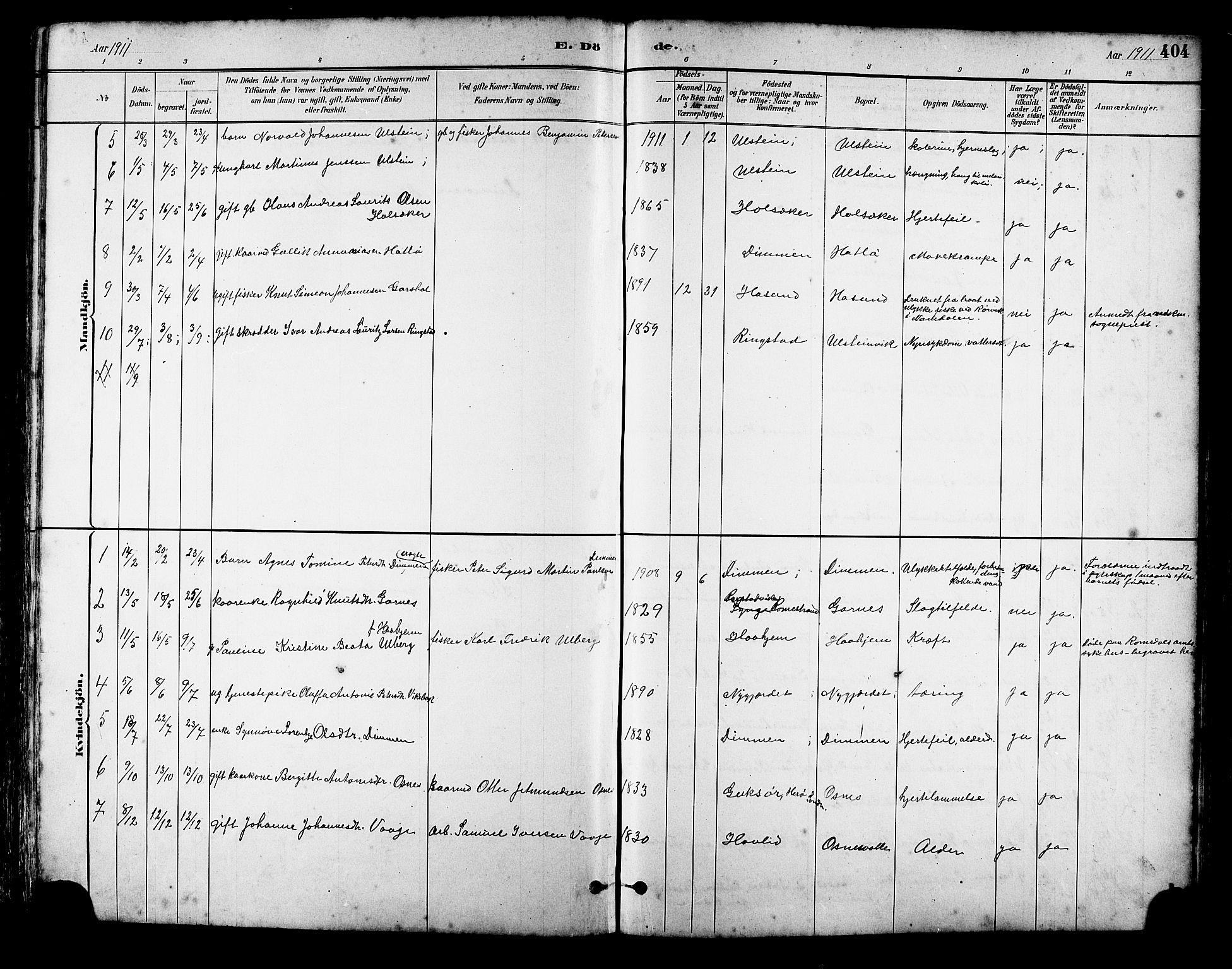 Ministerialprotokoller, klokkerbøker og fødselsregistre - Møre og Romsdal, SAT/A-1454/509/L0112: Parish register (copy) no. 509C02, 1883-1922, p. 404