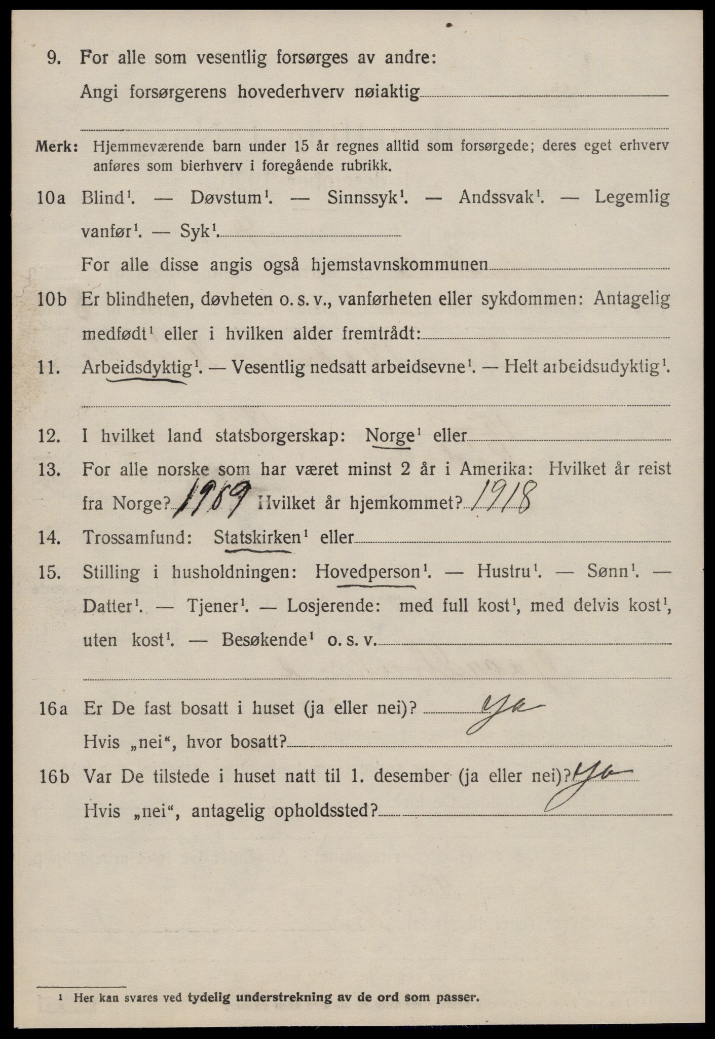 SAT, 1920 census for Hustad, 1920, p. 2944