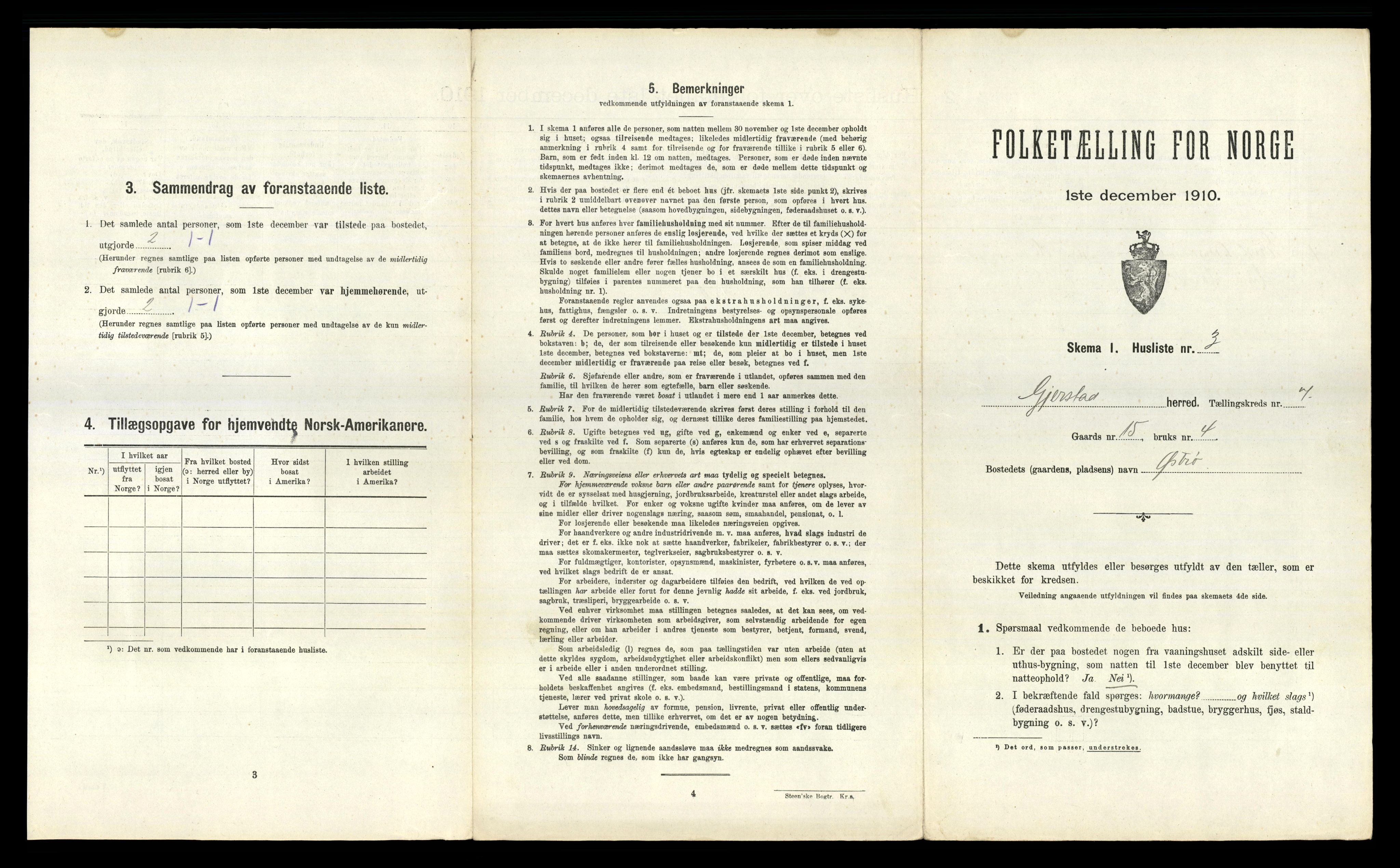 RA, 1910 census for Gjerstad, 1910, p. 543