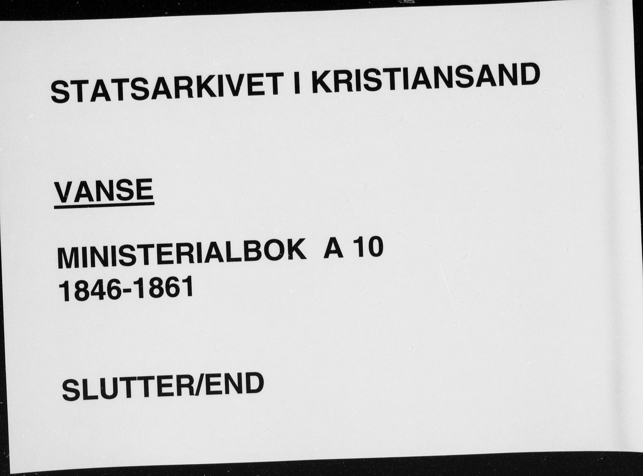 Lista sokneprestkontor, AV/SAK-1111-0027/F/Fa/L0010: Parish register (official) no. A 10, 1846-1861