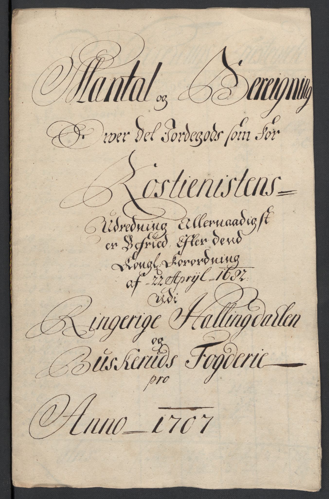 Rentekammeret inntil 1814, Reviderte regnskaper, Fogderegnskap, RA/EA-4092/R22/L1466: Fogderegnskap Ringerike, Hallingdal og Buskerud, 1707, p. 247