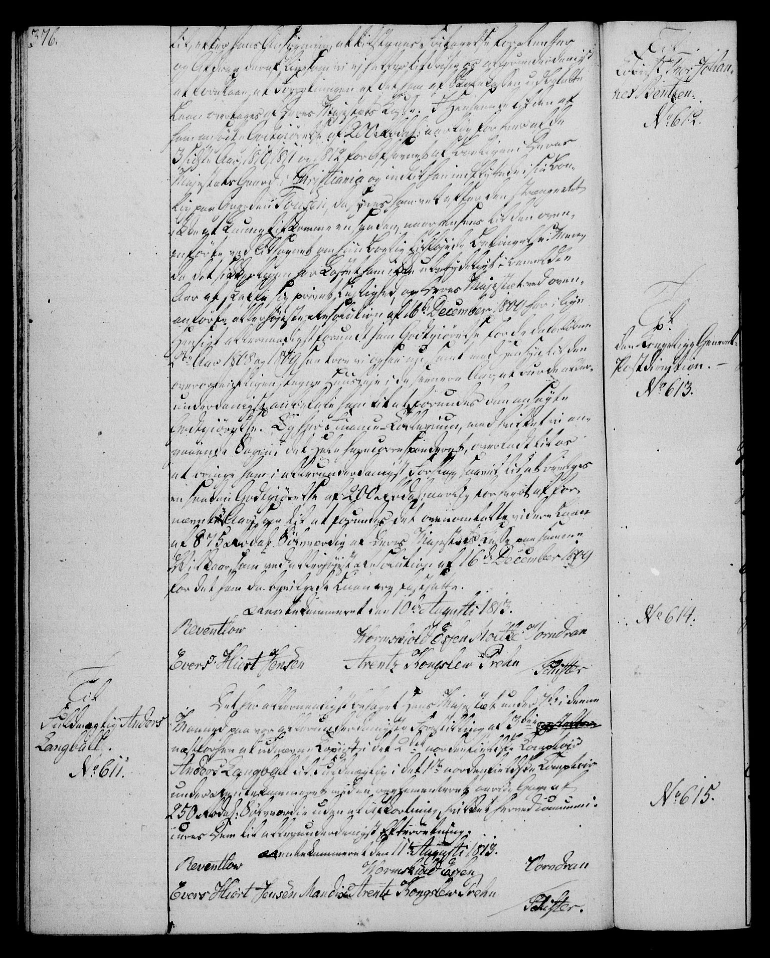 Rentekammeret, Kammerkanselliet, RA/EA-3111/G/Gg/Gga/L0020: Norsk ekspedisjonsprotokoll med register (merket RK 53.20), 1811-1814, p. 376