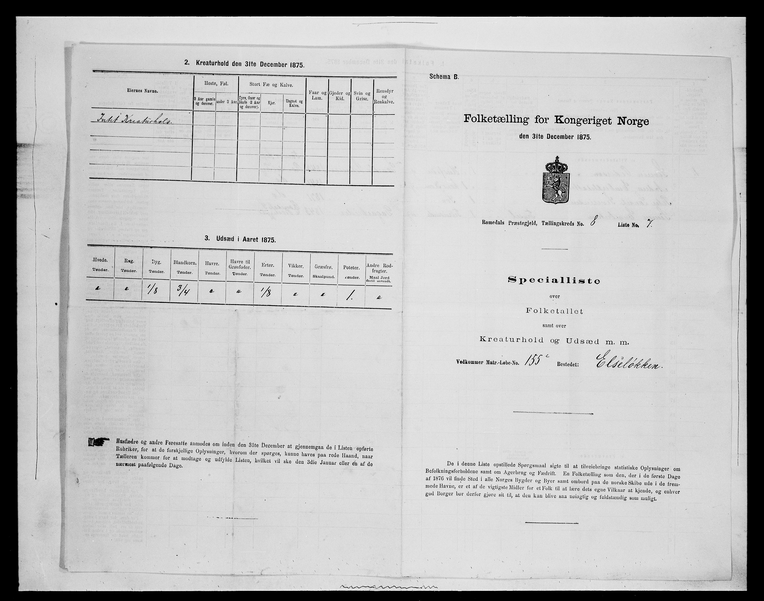 SAH, 1875 census for 0416P Romedal, 1875, p. 1218