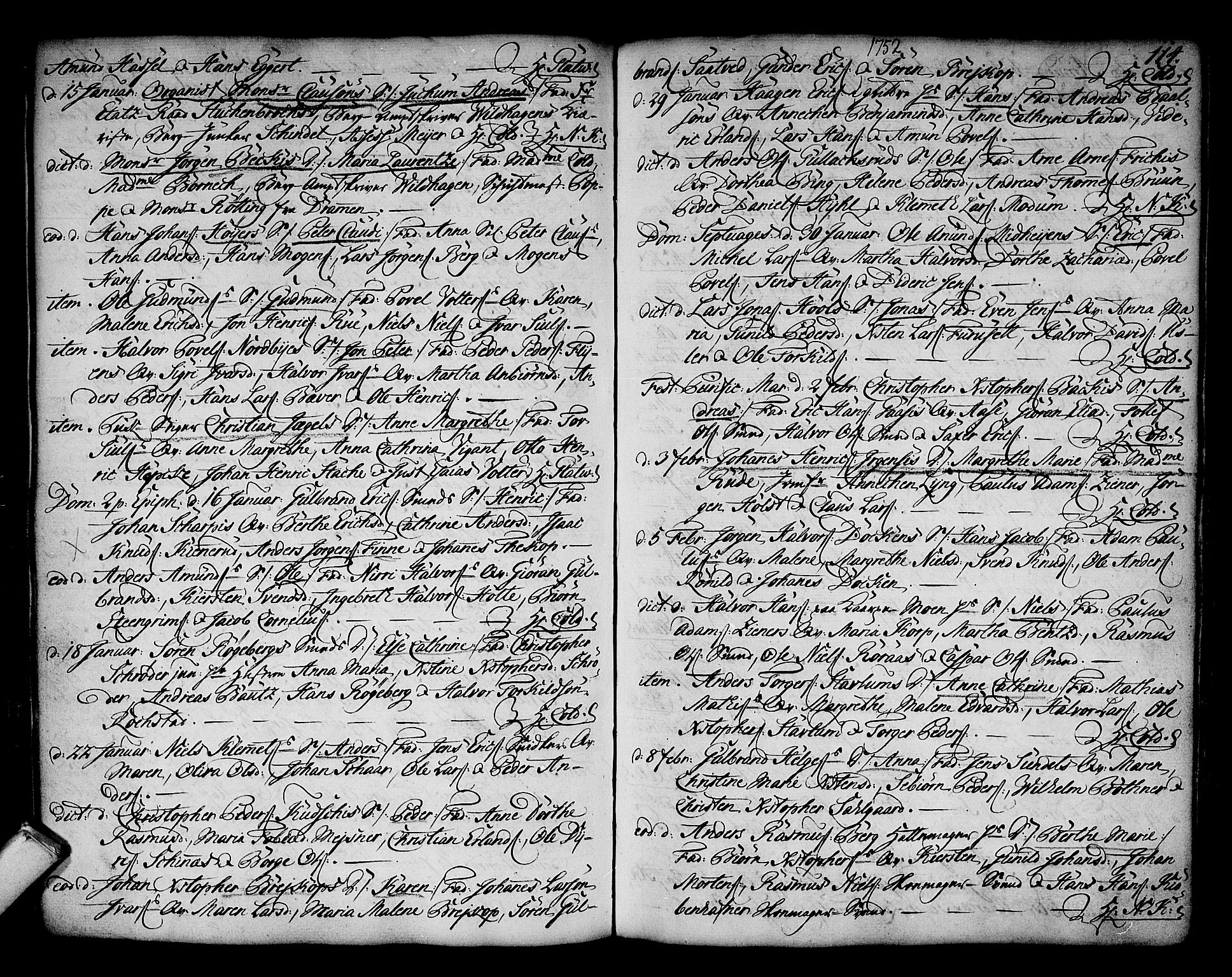Kongsberg kirkebøker, SAKO/A-22/F/Fa/L0003: Parish register (official) no. I 3, 1744-1755, p. 114